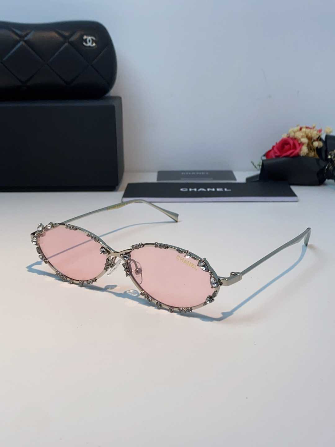 Chanel香奈儿 2025韩版新款时尚镶钻蝴蝶结纯欲风高智猫眼网红女素颜Y2K软妹眼镜框