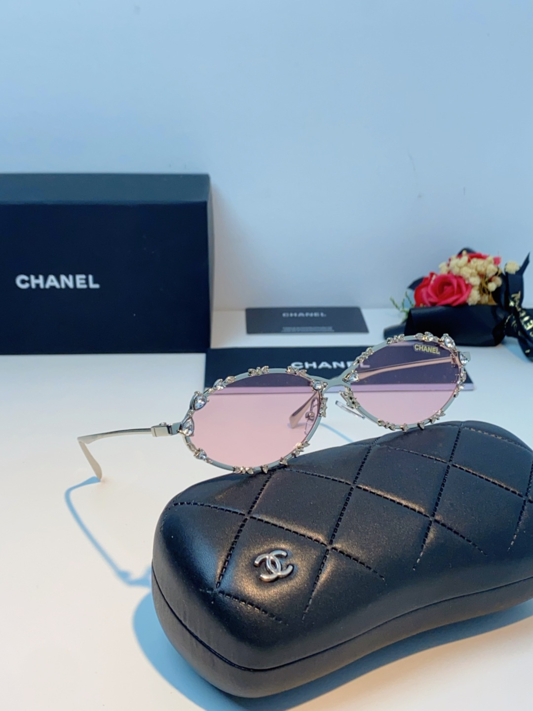 Chanel香奈儿 2025韩版新款时尚镶钻蝴蝶结纯欲风高智猫眼网红女素颜Y2K软妹眼镜框