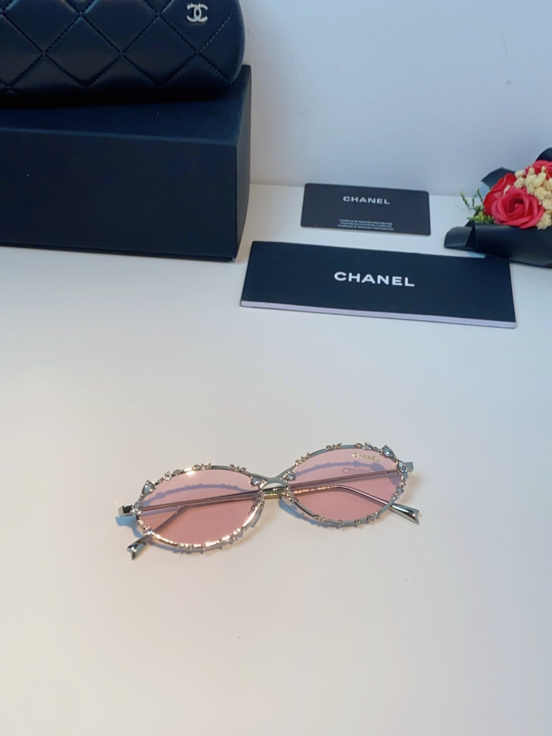 Chanel香奈儿 2025韩版新款时尚镶钻蝴蝶结纯欲风高智猫眼网红女素颜Y2K软妹眼镜框