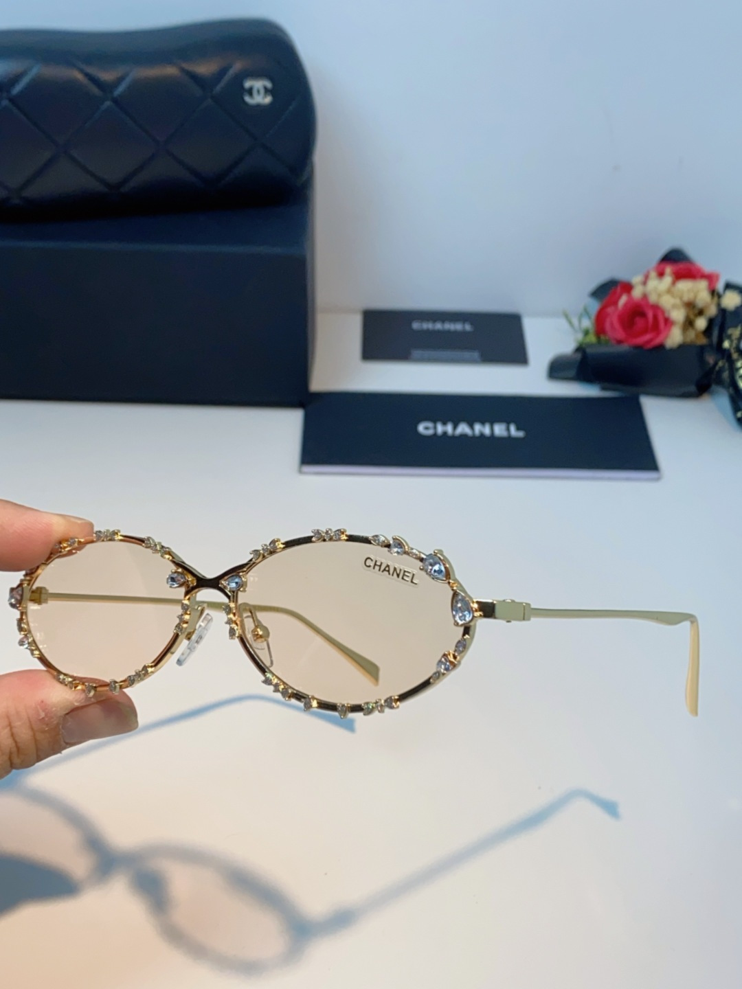 Chanel香奈儿 2025韩版新款时尚镶钻蝴蝶结纯欲风高智猫眼网红女素颜Y2K软妹眼镜框