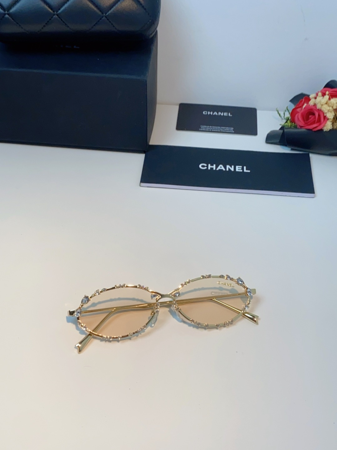 Chanel香奈儿 2025韩版新款时尚镶钻蝴蝶结纯欲风高智猫眼网红女素颜Y2K软妹眼镜框