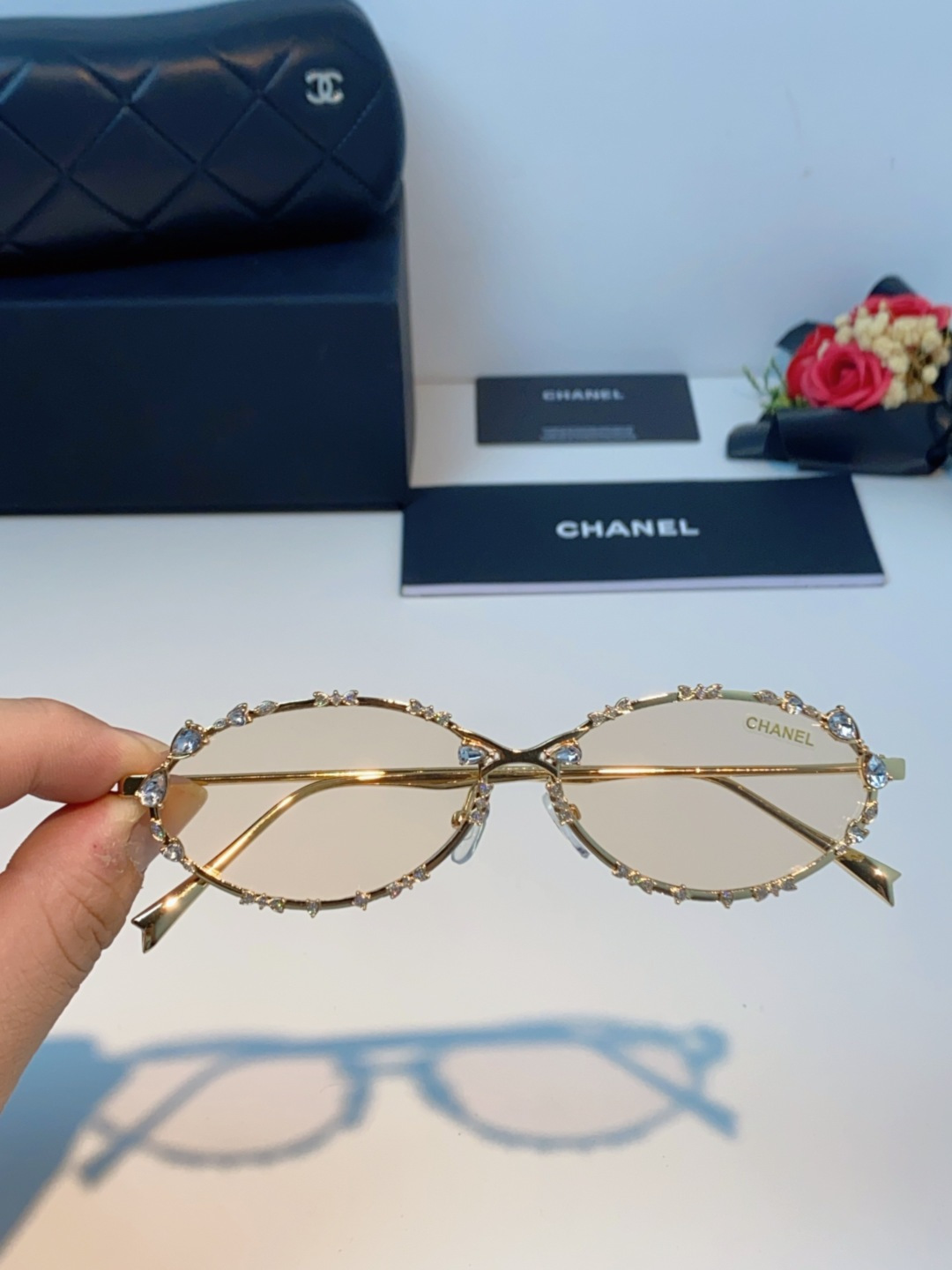 Chanel香奈儿 2025韩版新款时尚镶钻蝴蝶结纯欲风高智猫眼网红女素颜Y2K软妹眼镜框