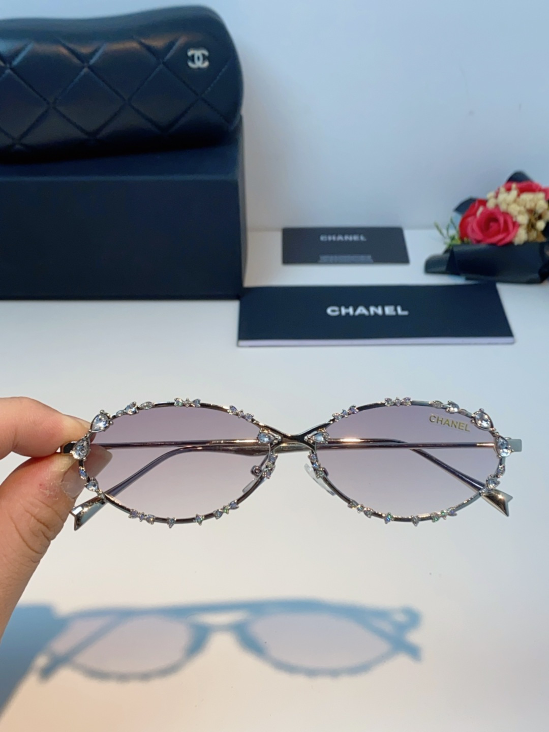 Chanel香奈儿 2025韩版新款时尚镶钻蝴蝶结纯欲风高智猫眼网红女素颜Y2K软妹眼镜框