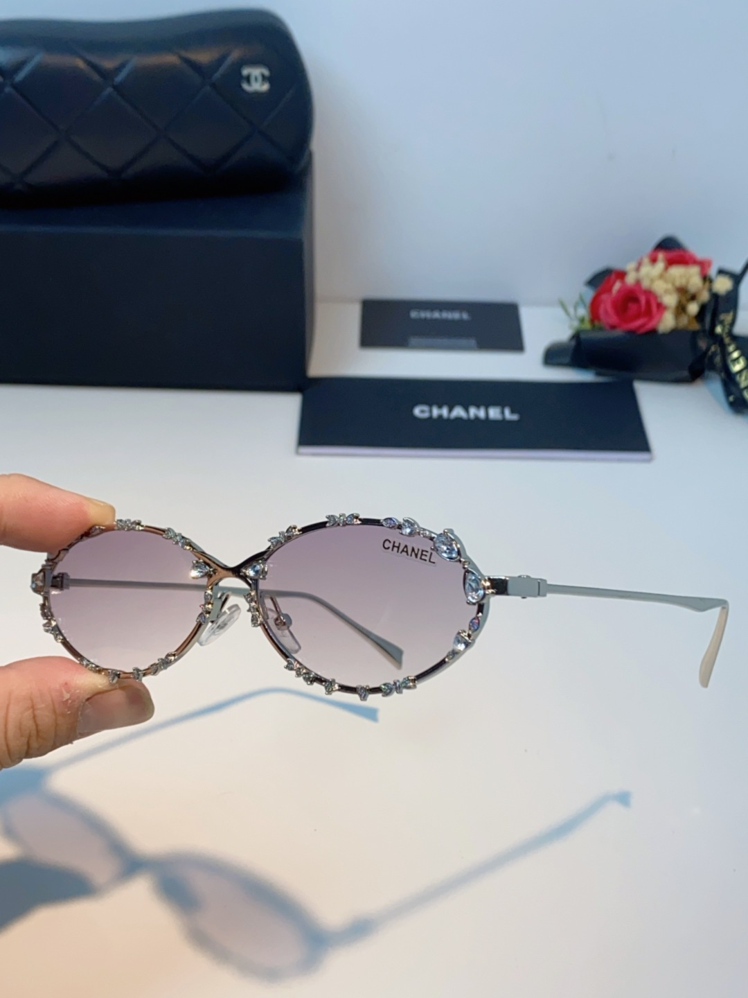 Chanel香奈儿 2025韩版新款时尚镶钻蝴蝶结纯欲风高智猫眼网红女素颜Y2K软妹眼镜框