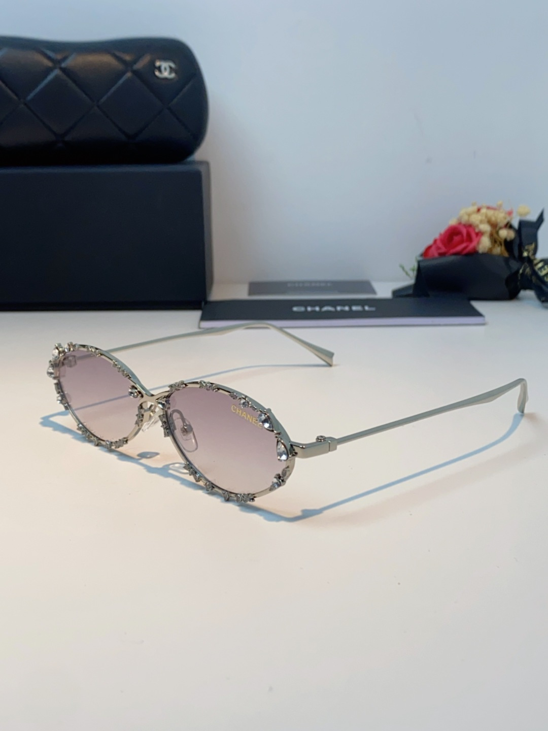 Chanel香奈儿 2025韩版新款时尚镶钻蝴蝶结纯欲风高智猫眼网红女素颜Y2K软妹眼镜框