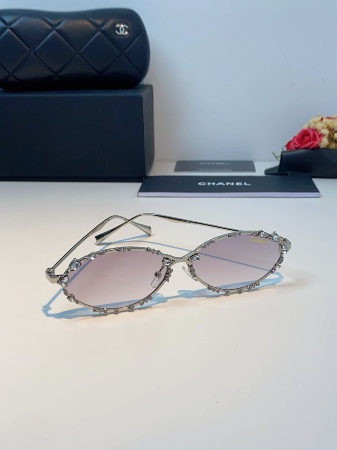 Chanel香奈儿 2025韩版新款时尚镶钻蝴蝶结纯欲风高智猫眼网红女素颜Y2K软妹眼镜框