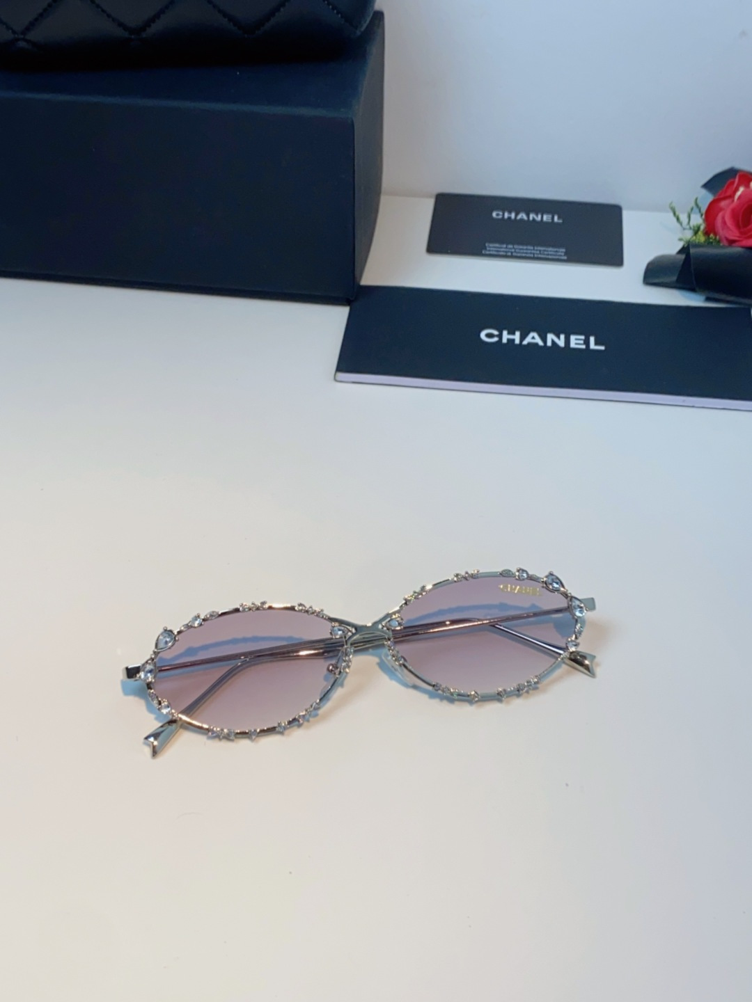 Chanel香奈儿 2025韩版新款时尚镶钻蝴蝶结纯欲风高智猫眼网红女素颜Y2K软妹眼镜框