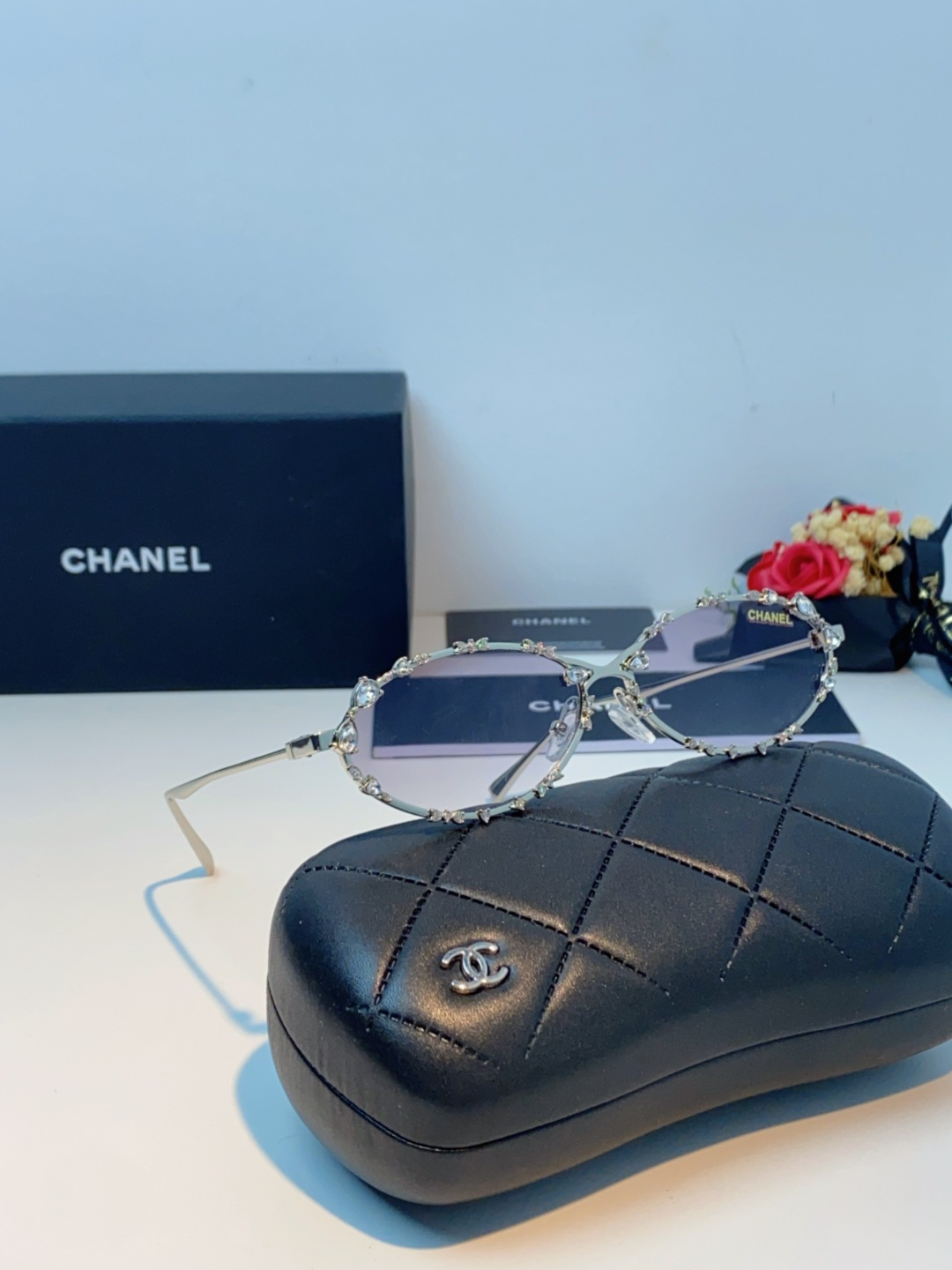 Chanel香奈儿 2025韩版新款时尚镶钻蝴蝶结纯欲风高智猫眼网红女素颜Y2K软妹眼镜框