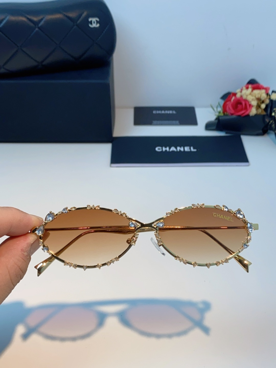 Chanel香奈儿 2025韩版新款时尚镶钻蝴蝶结纯欲风高智猫眼网红女素颜Y2K软妹眼镜框