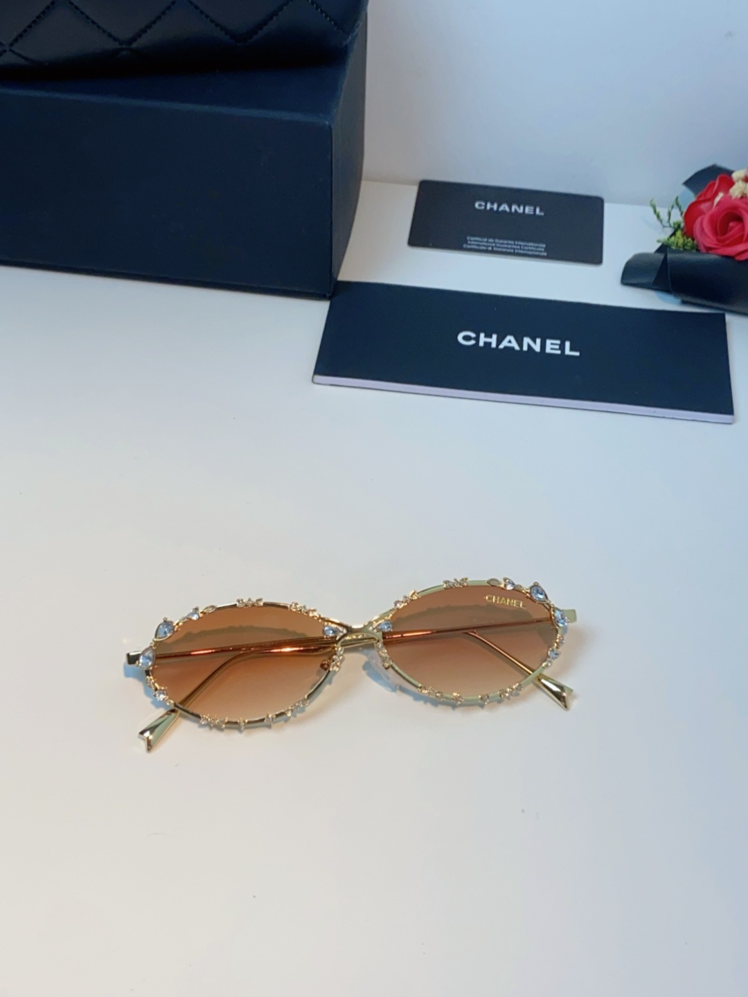 Chanel香奈儿 2025韩版新款时尚镶钻蝴蝶结纯欲风高智猫眼网红女素颜Y2K软妹眼镜框