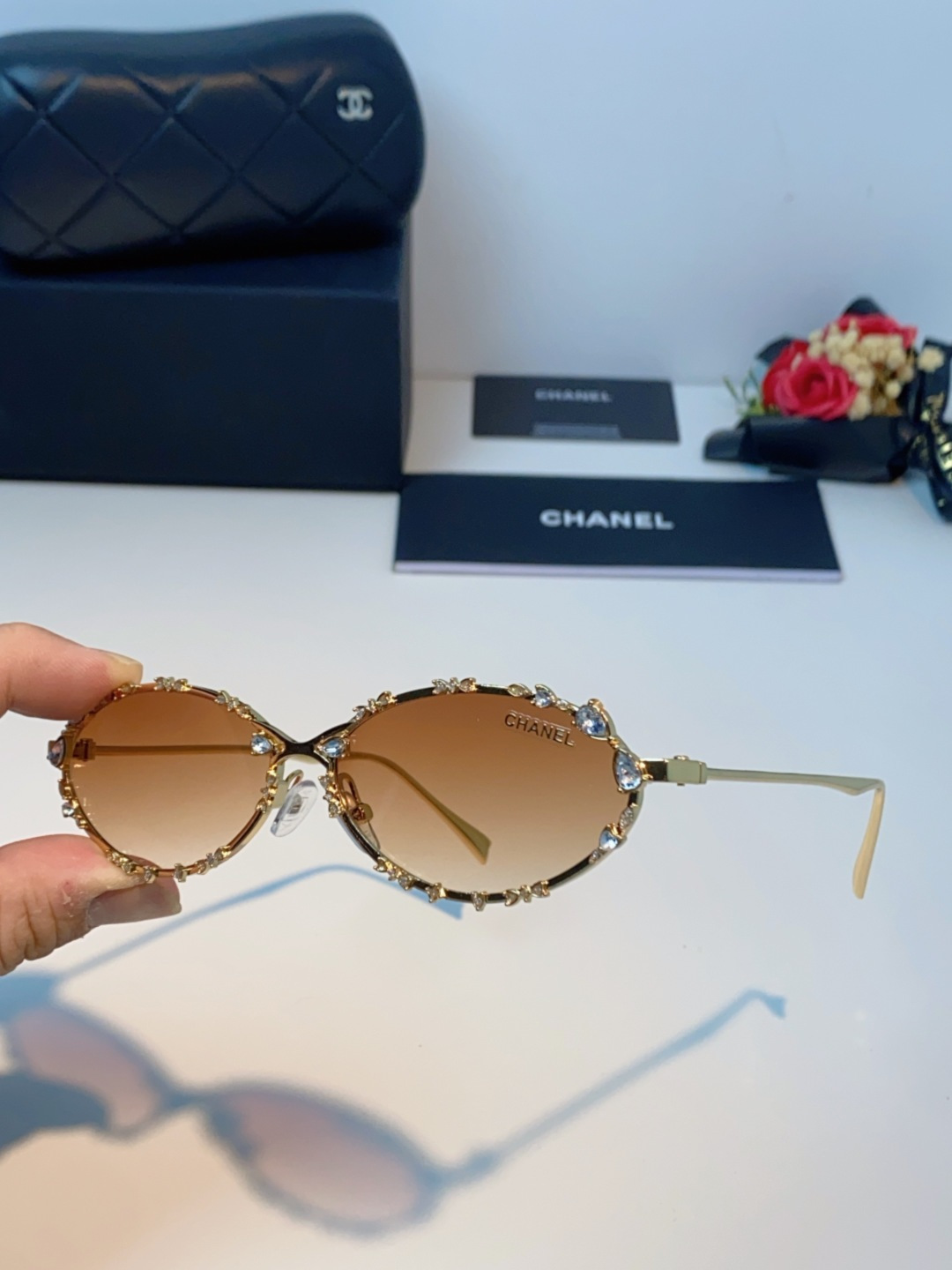 Chanel香奈儿 2025韩版新款时尚镶钻蝴蝶结纯欲风高智猫眼网红女素颜Y2K软妹眼镜框