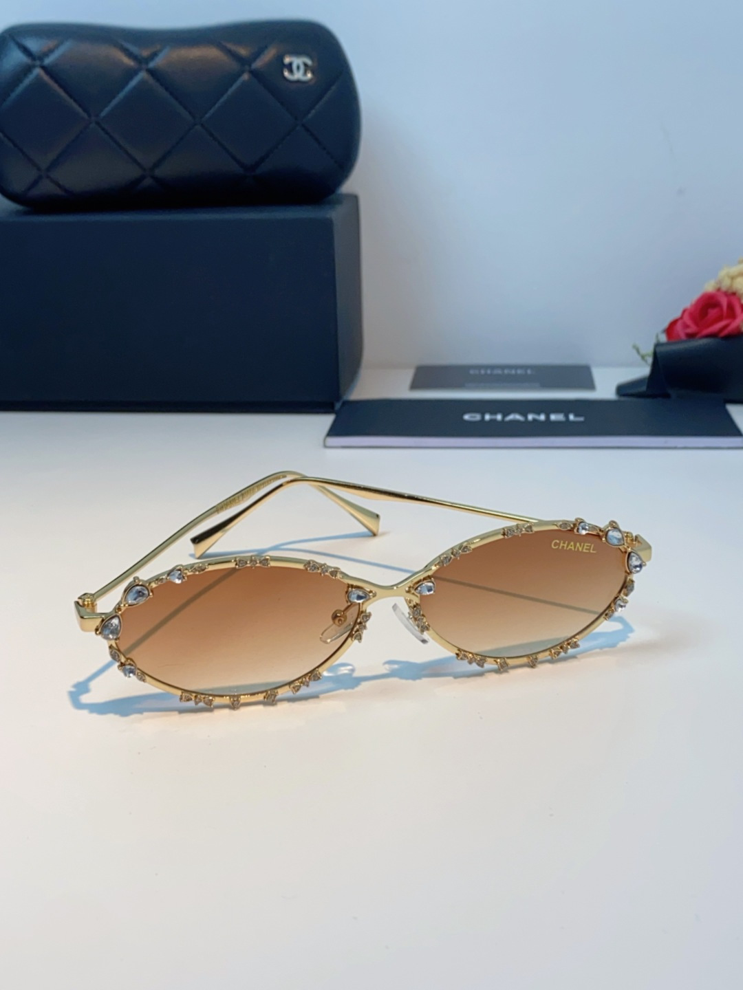 Chanel香奈儿 2025韩版新款时尚镶钻蝴蝶结纯欲风高智猫眼网红女素颜Y2K软妹眼镜框