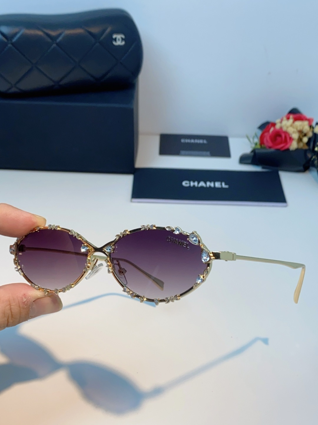 Chanel香奈儿 2025韩版新款时尚镶钻蝴蝶结纯欲风高智猫眼网红女素颜Y2K软妹眼镜框