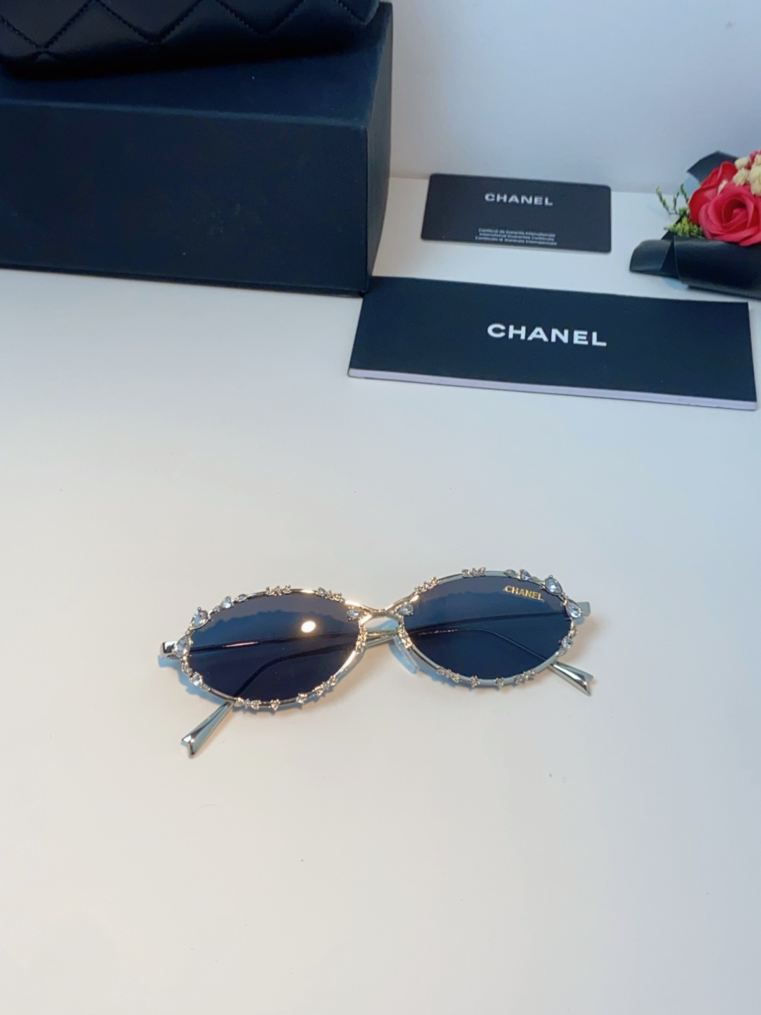 Chanel香奈儿 2025韩版新款时尚镶钻蝴蝶结纯欲风高智猫眼网红女素颜Y2K软妹眼镜框