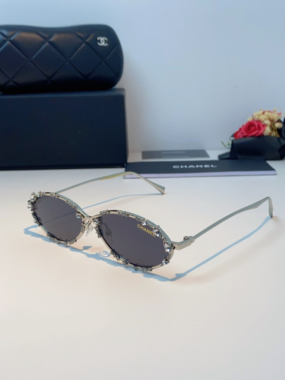 Chanel香奈儿 2025韩版新款时尚镶钻蝴蝶结纯欲风高智猫眼网红女素颜Y2K软妹眼镜框