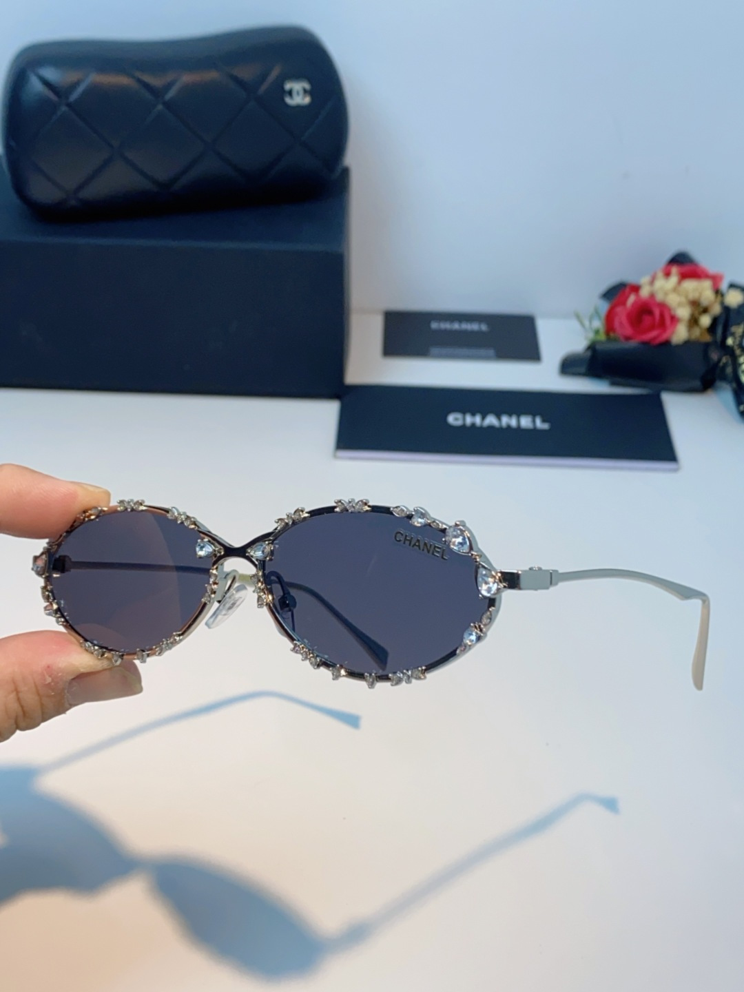 Chanel香奈儿 2025韩版新款时尚镶钻蝴蝶结纯欲风高智猫眼网红女素颜Y2K软妹眼镜框