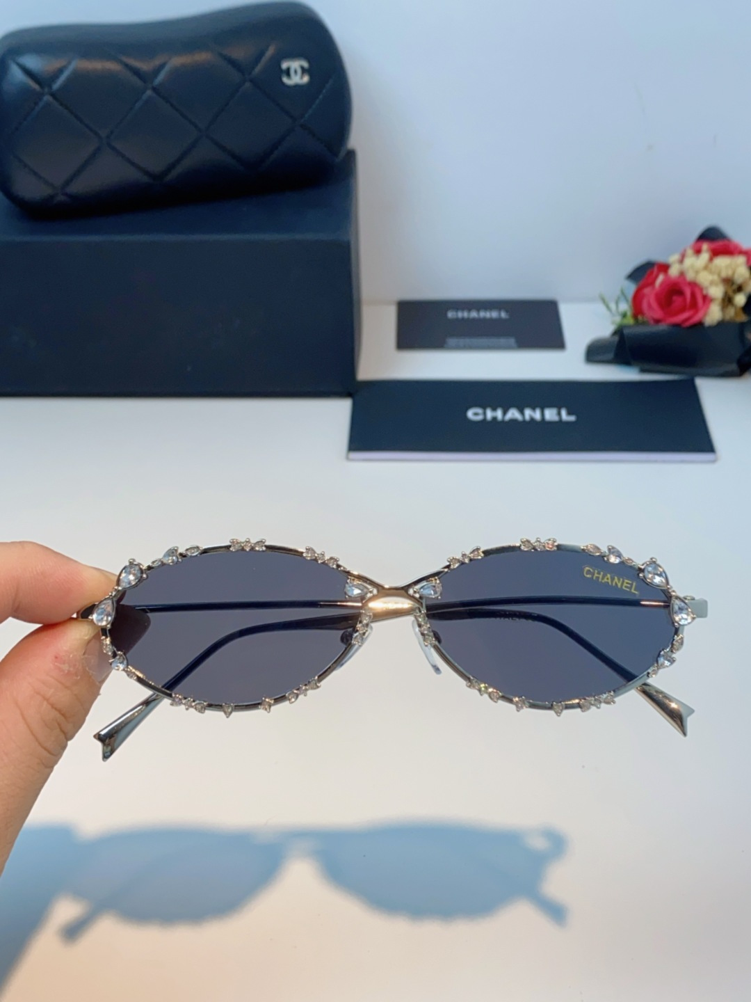 Chanel香奈儿 2025韩版新款时尚镶钻蝴蝶结纯欲风高智猫眼网红女素颜Y2K软妹眼镜框