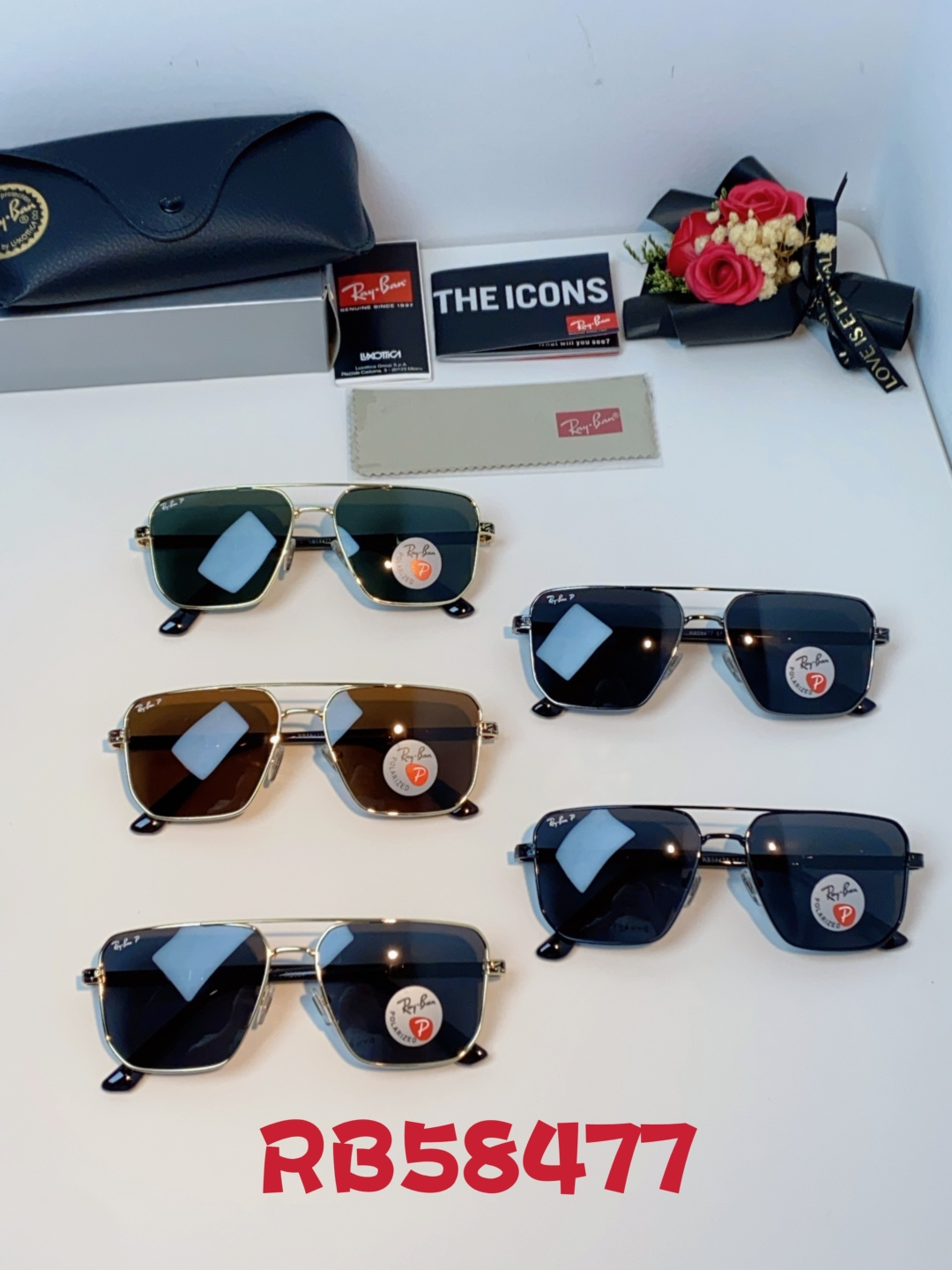 RayBan雷朋 2025新款复古双梁大框偏光墨镜男款开车专用大脸太阳眼镜近视男女通用 RB58477 