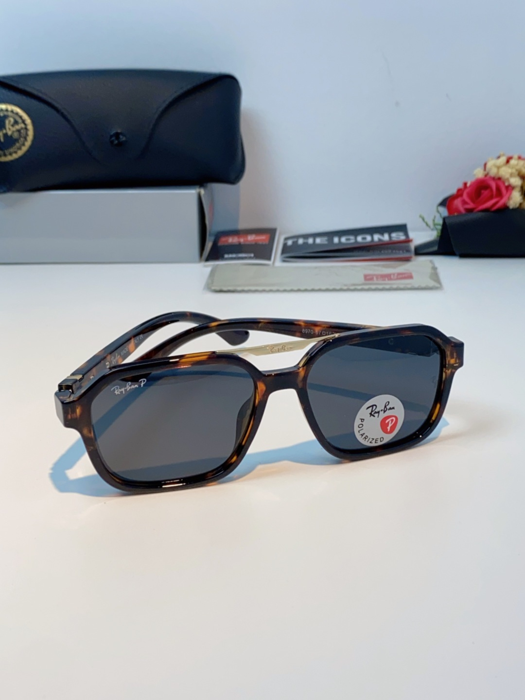 RayBan雷朋 2025新款男女复古夜视偏光太阳镜女韩版ins时尚方形墨镜开车遮阳防紫外线 RB897