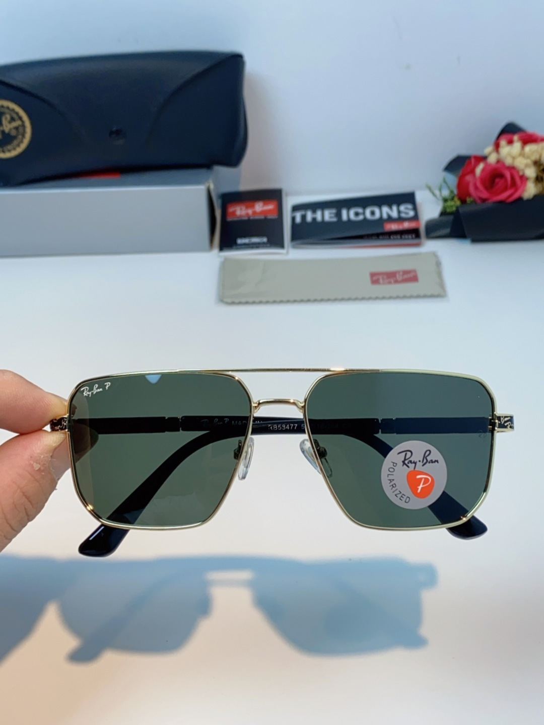 RayBan雷朋 2025新款复古双梁大框偏光墨镜男款开车专用大脸太阳眼镜近视男女通用 RB58477 