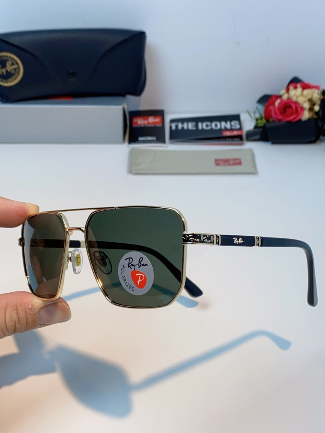 RayBan雷朋 2025新款复古双梁大框偏光墨镜男款开车专用大脸太阳眼镜近视男女通用 RB58477 