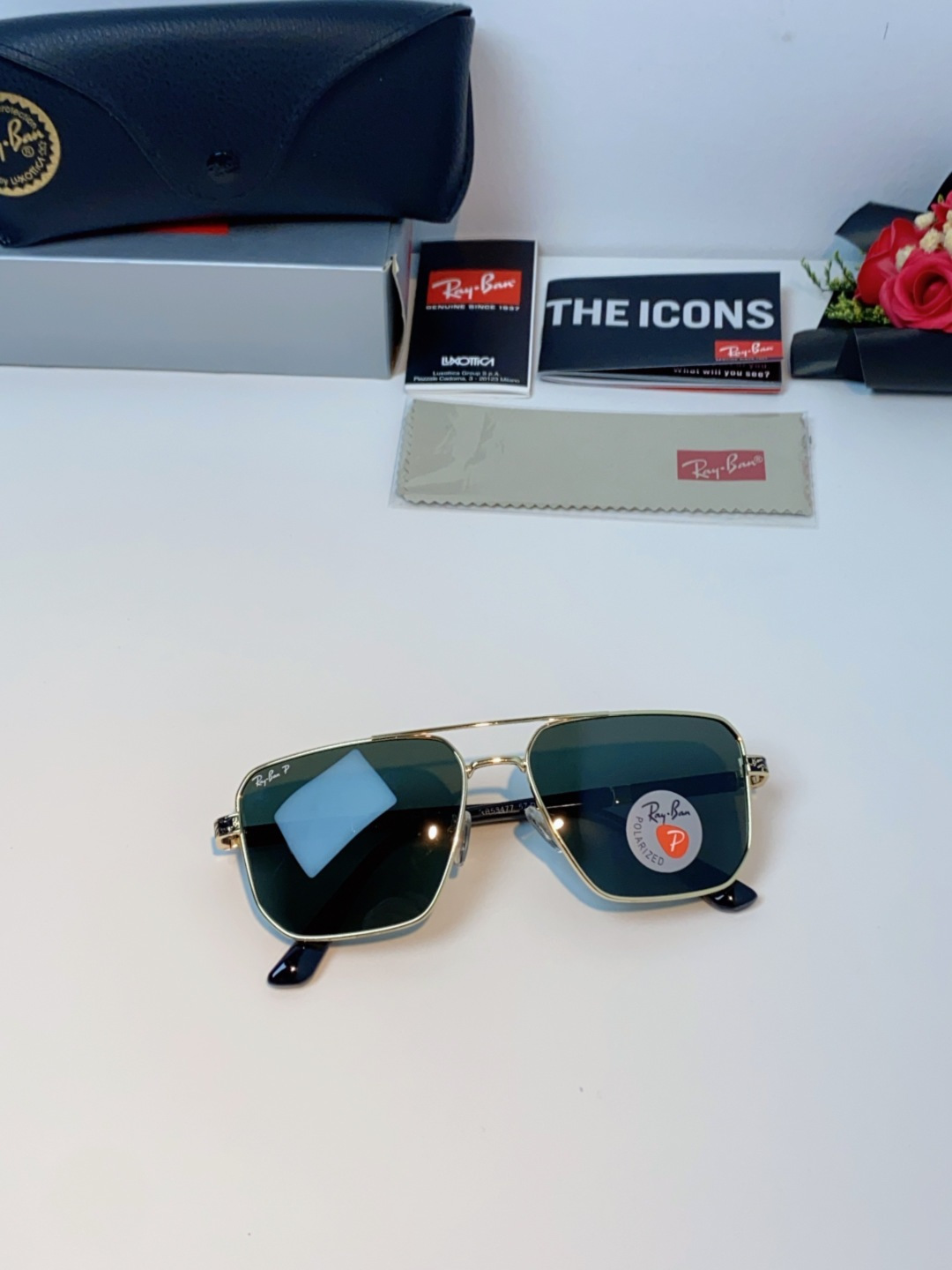 RayBan雷朋 2025新款复古双梁大框偏光墨镜男款开车专用大脸太阳眼镜近视男女通用 RB58477 