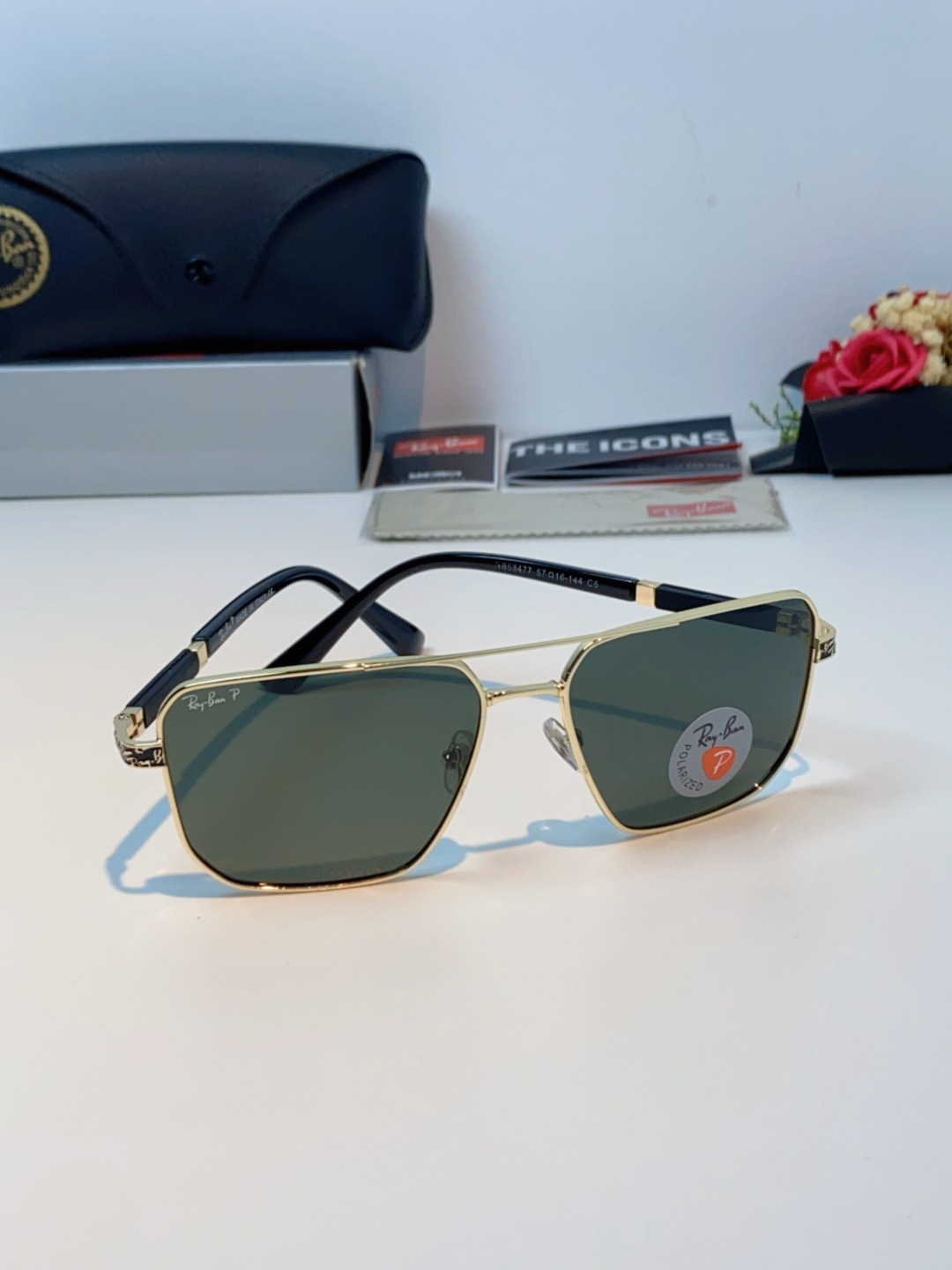 RayBan雷朋 2025新款复古双梁大框偏光墨镜男款开车专用大脸太阳眼镜近视男女通用 RB58477 