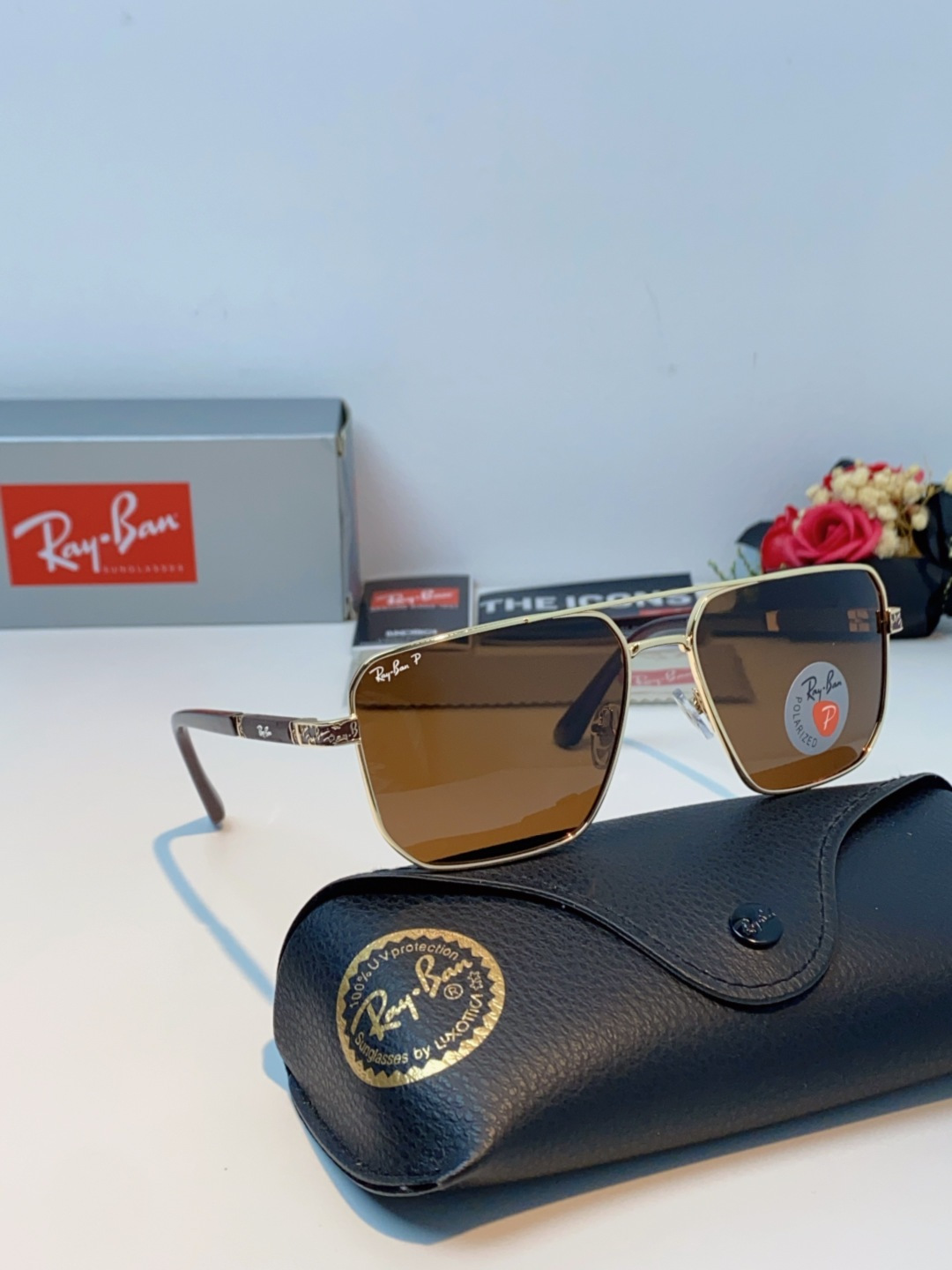 RayBan雷朋 2025新款复古双梁大框偏光墨镜男款开车专用大脸太阳眼镜近视男女通用 RB58477 