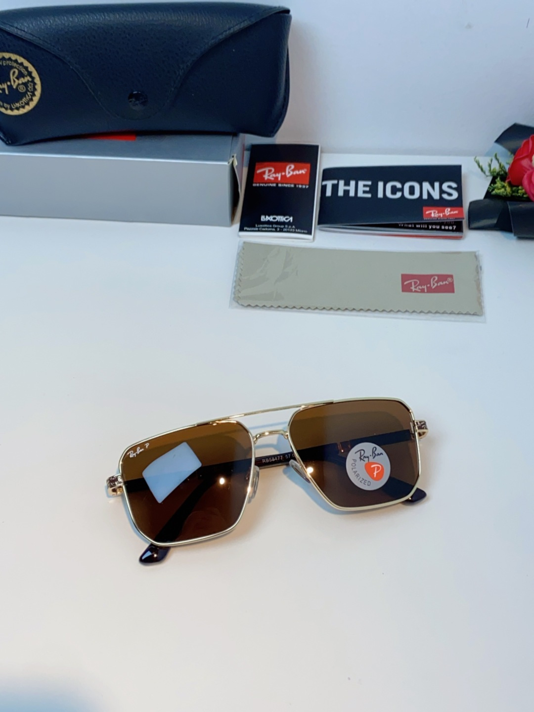 RayBan雷朋 2025新款复古双梁大框偏光墨镜男款开车专用大脸太阳眼镜近视男女通用 RB58477 