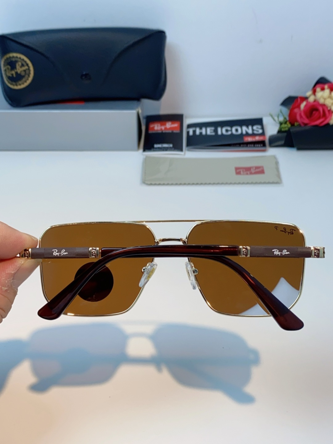 RayBan雷朋 2025新款复古双梁大框偏光墨镜男款开车专用大脸太阳眼镜近视男女通用 RB58477 