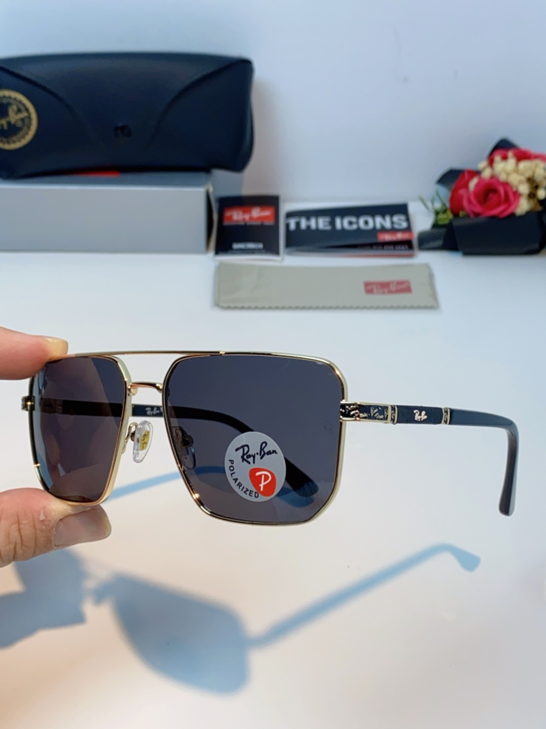 RayBan雷朋 2025新款复古双梁大框偏光墨镜男款开车专用大脸太阳眼镜近视男女通用 RB58477 