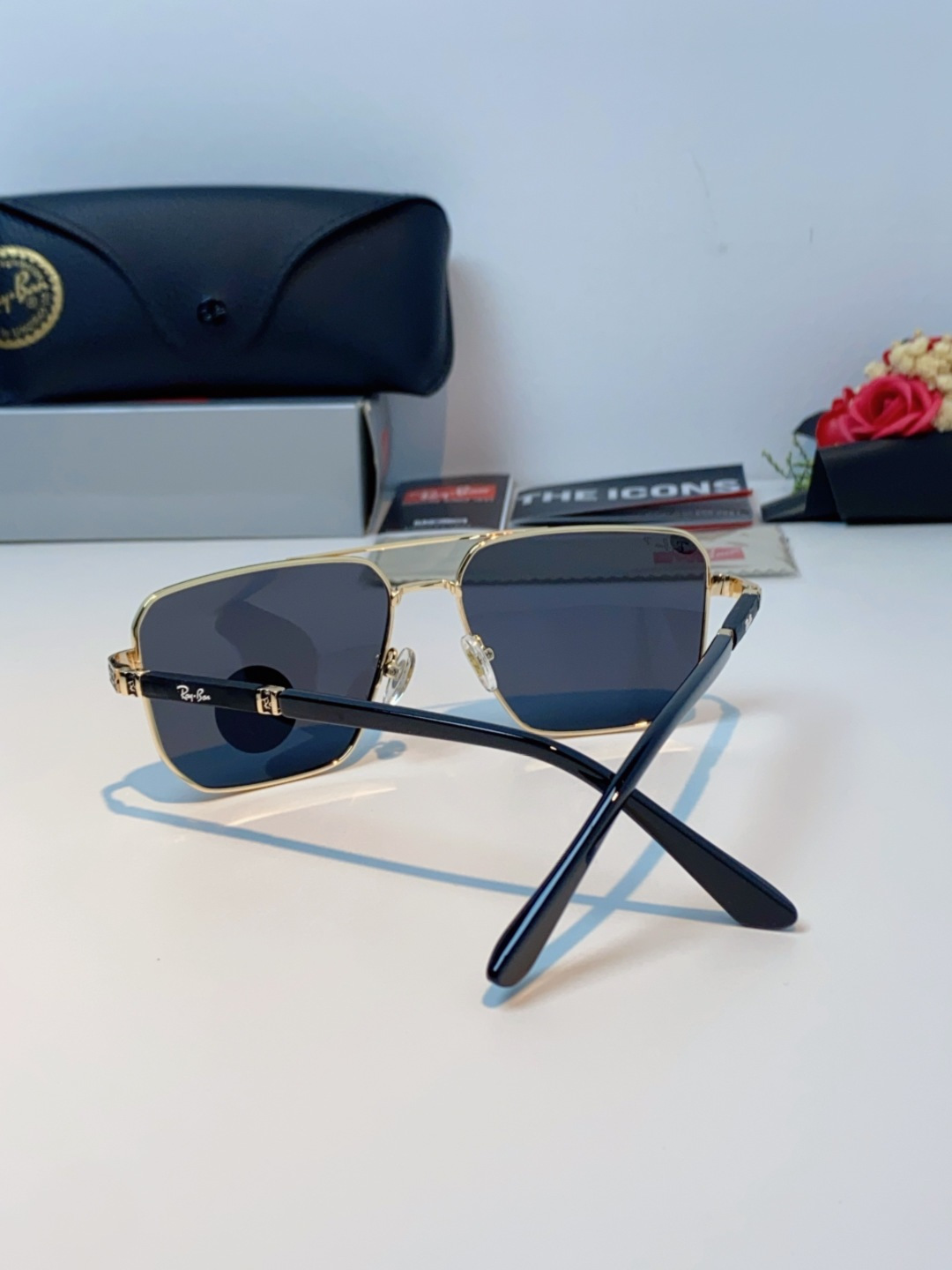 RayBan雷朋 2025新款复古双梁大框偏光墨镜男款开车专用大脸太阳眼镜近视男女通用 RB58477 