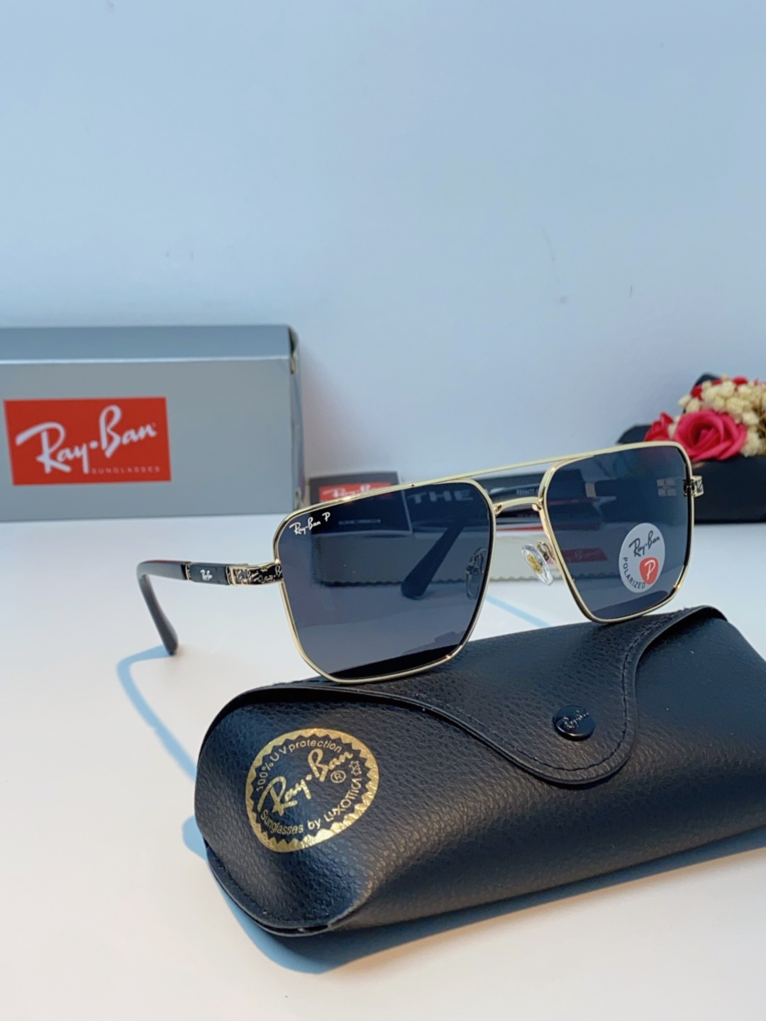 RayBan雷朋 2025新款复古双梁大框偏光墨镜男款开车专用大脸太阳眼镜近视男女通用 RB58477 