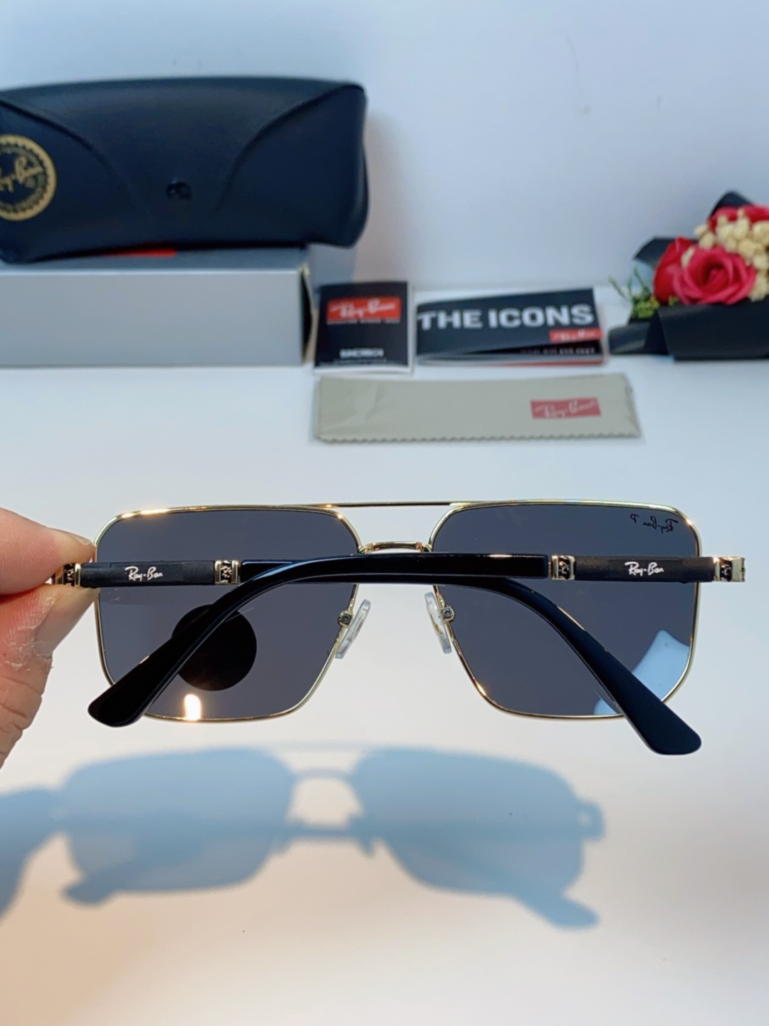 RayBan雷朋 2025新款复古双梁大框偏光墨镜男款开车专用大脸太阳眼镜近视男女通用 RB58477 