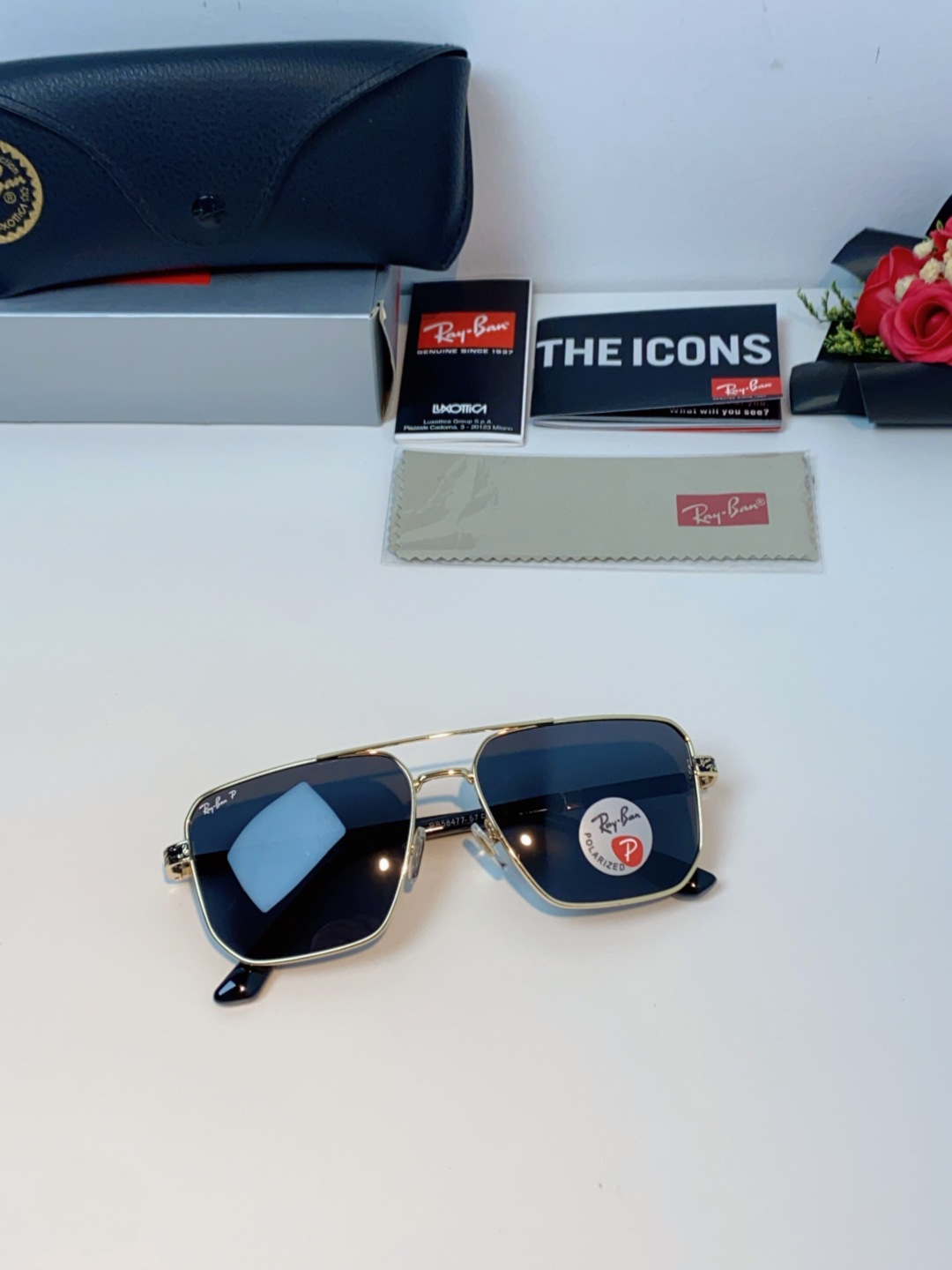 RayBan雷朋 2025新款复古双梁大框偏光墨镜男款开车专用大脸太阳眼镜近视男女通用 RB58477 