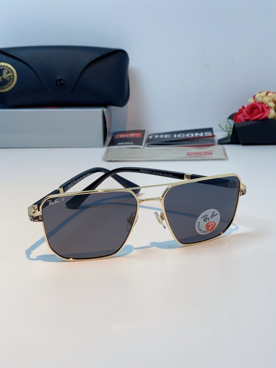 RayBan雷朋 2025新款复古双梁大框偏光墨镜男款开车专用大脸太阳眼镜近视男女通用 RB58477 