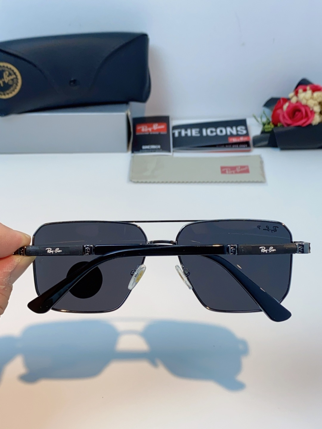 RayBan雷朋 2025新款复古双梁大框偏光墨镜男款开车专用大脸太阳眼镜近视男女通用 RB58477 