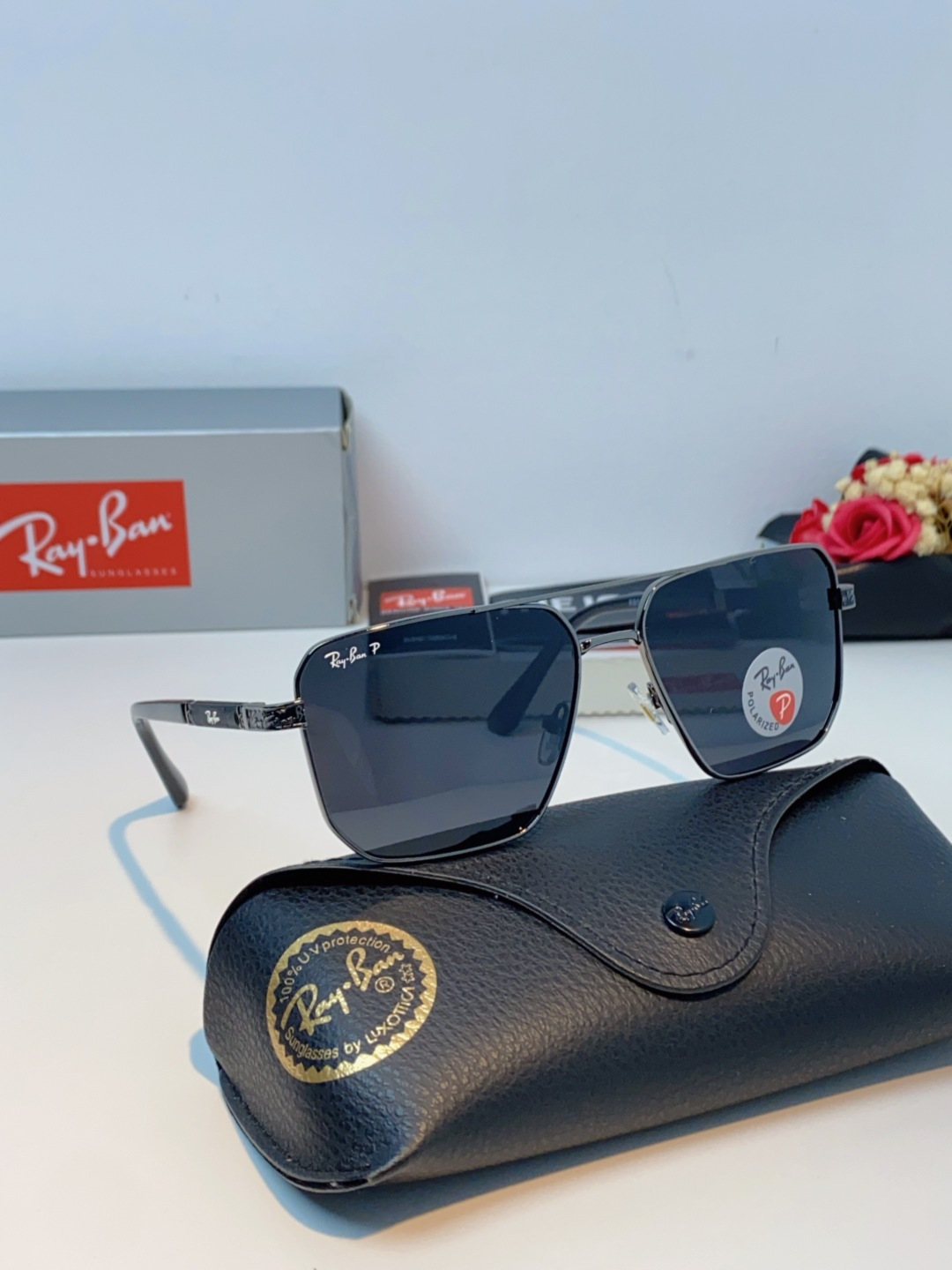 RayBan雷朋 2025新款复古双梁大框偏光墨镜男款开车专用大脸太阳眼镜近视男女通用 RB58477 