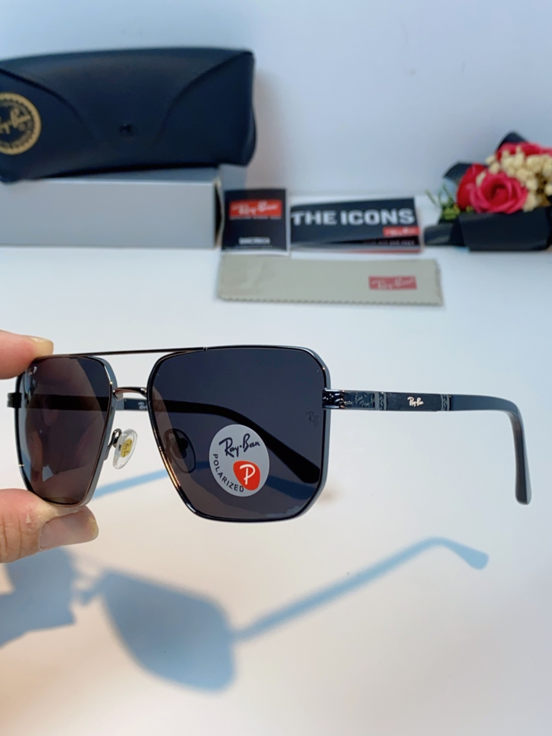 RayBan雷朋 2025新款复古双梁大框偏光墨镜男款开车专用大脸太阳眼镜近视男女通用 RB58477 