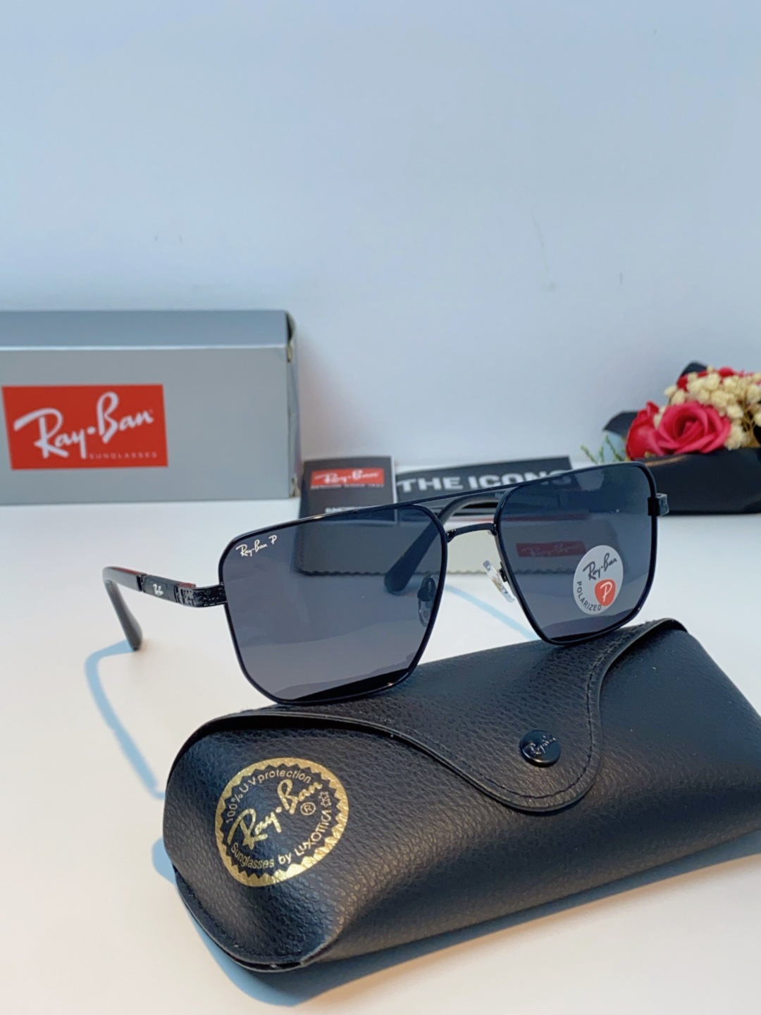 RayBan雷朋 2025新款复古双梁大框偏光墨镜男款开车专用大脸太阳眼镜近视男女通用 RB58477 