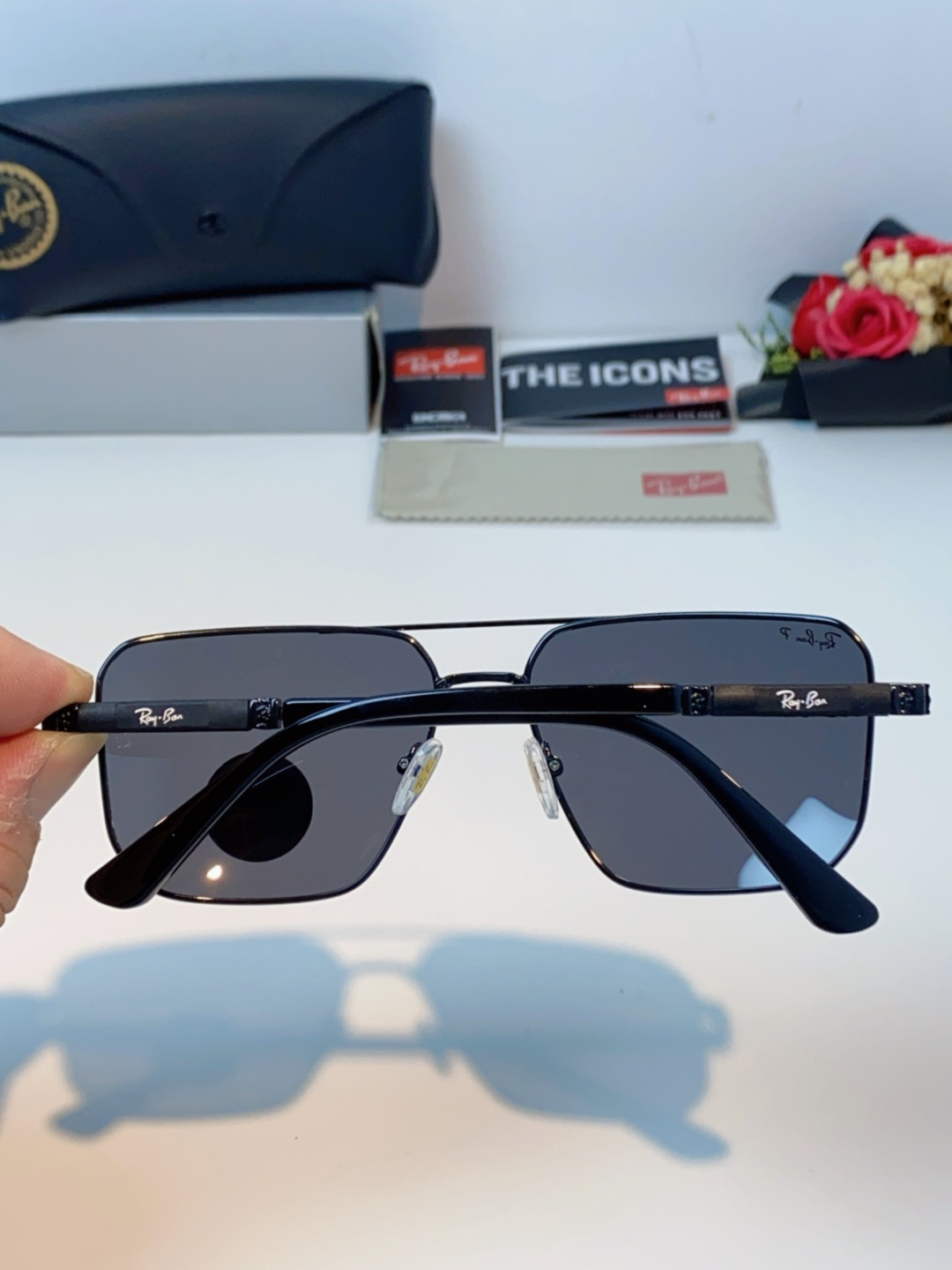 RayBan雷朋 2025新款复古双梁大框偏光墨镜男款开车专用大脸太阳眼镜近视男女通用 RB58477 