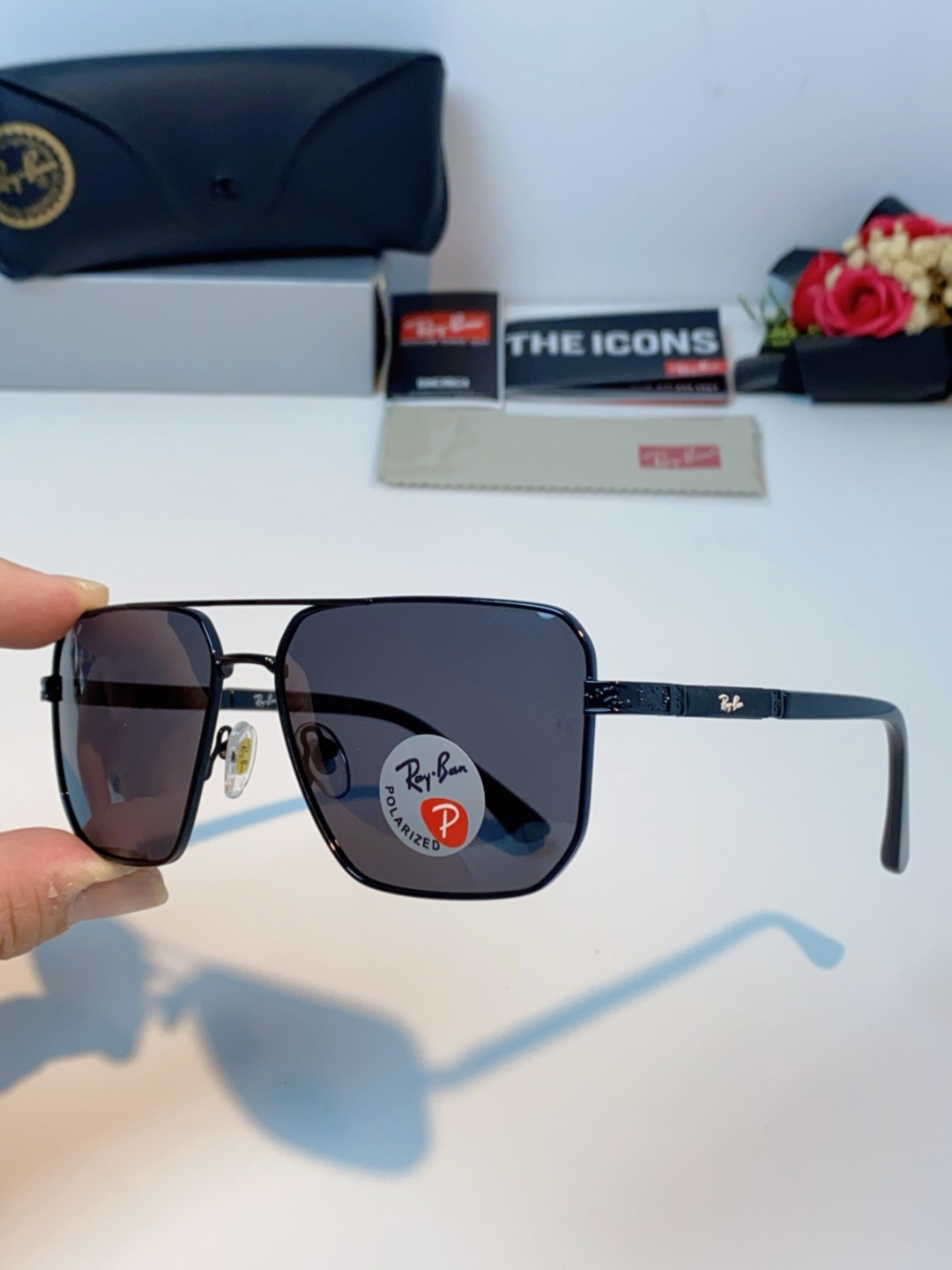 RayBan雷朋 2025新款复古双梁大框偏光墨镜男款开车专用大脸太阳眼镜近视男女通用 RB58477 