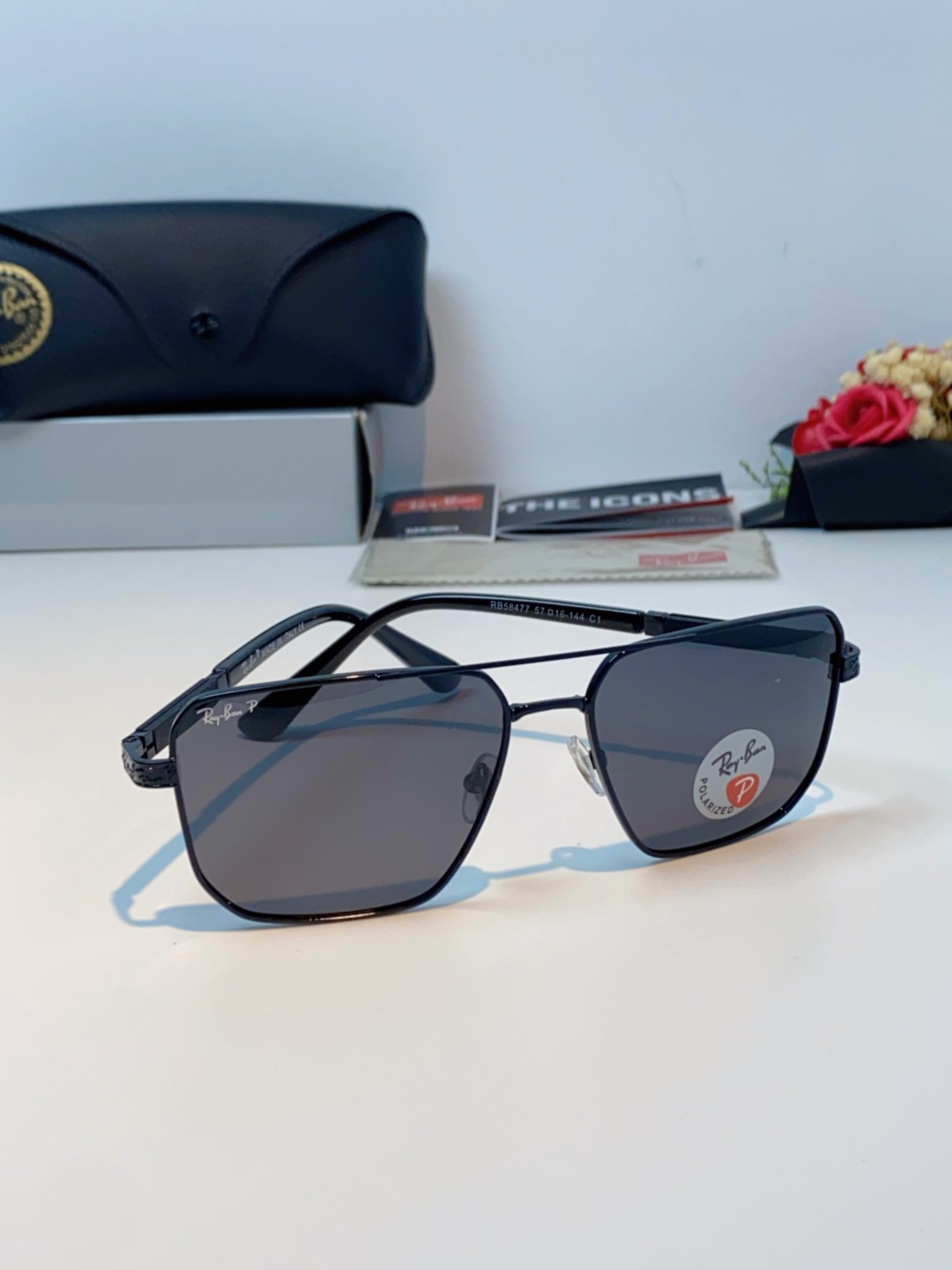 RayBan雷朋 2025新款复古双梁大框偏光墨镜男款开车专用大脸太阳眼镜近视男女通用 RB58477 