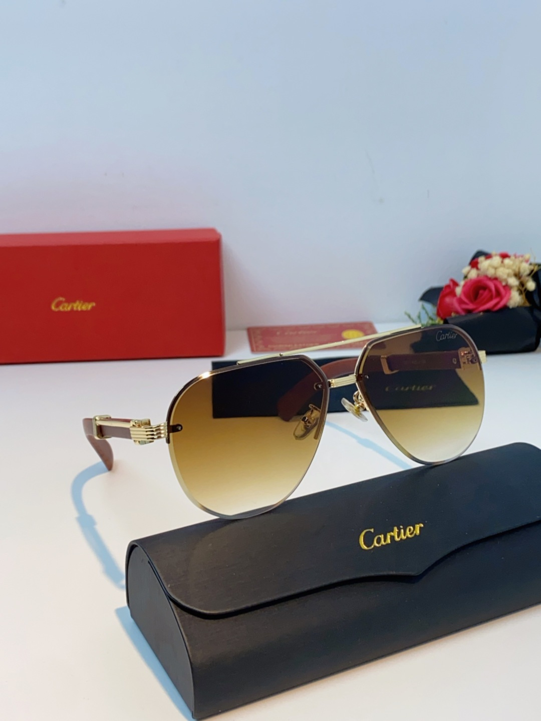 Cartier卡地亚 2025复古 双梁近视墨镜防紫外线大脸大框太阳镜开车 男士墨镜 茶色