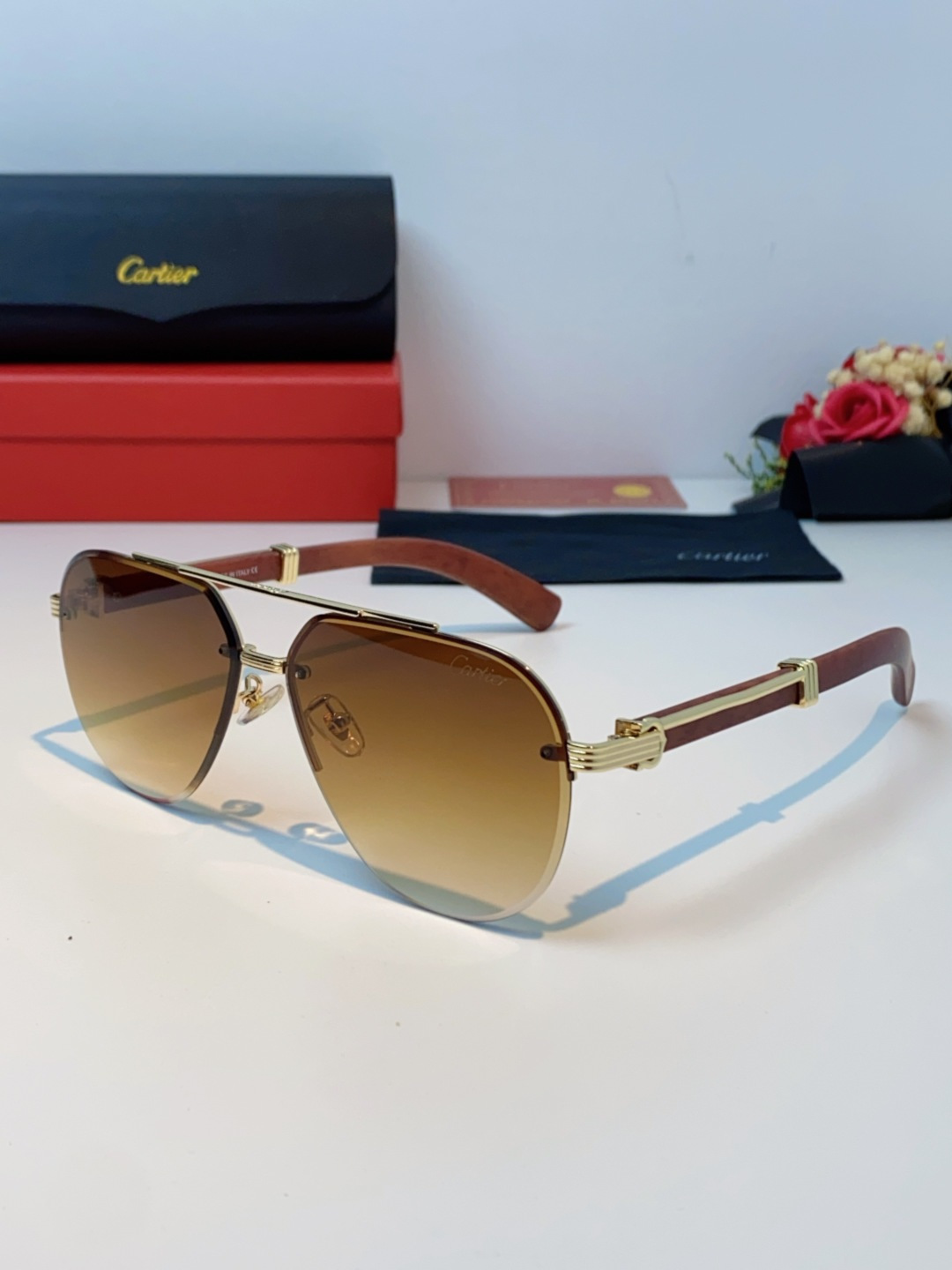Cartier卡地亚 2025复古 双梁近视墨镜防紫外线大脸大框太阳镜开车 男士墨镜 茶色