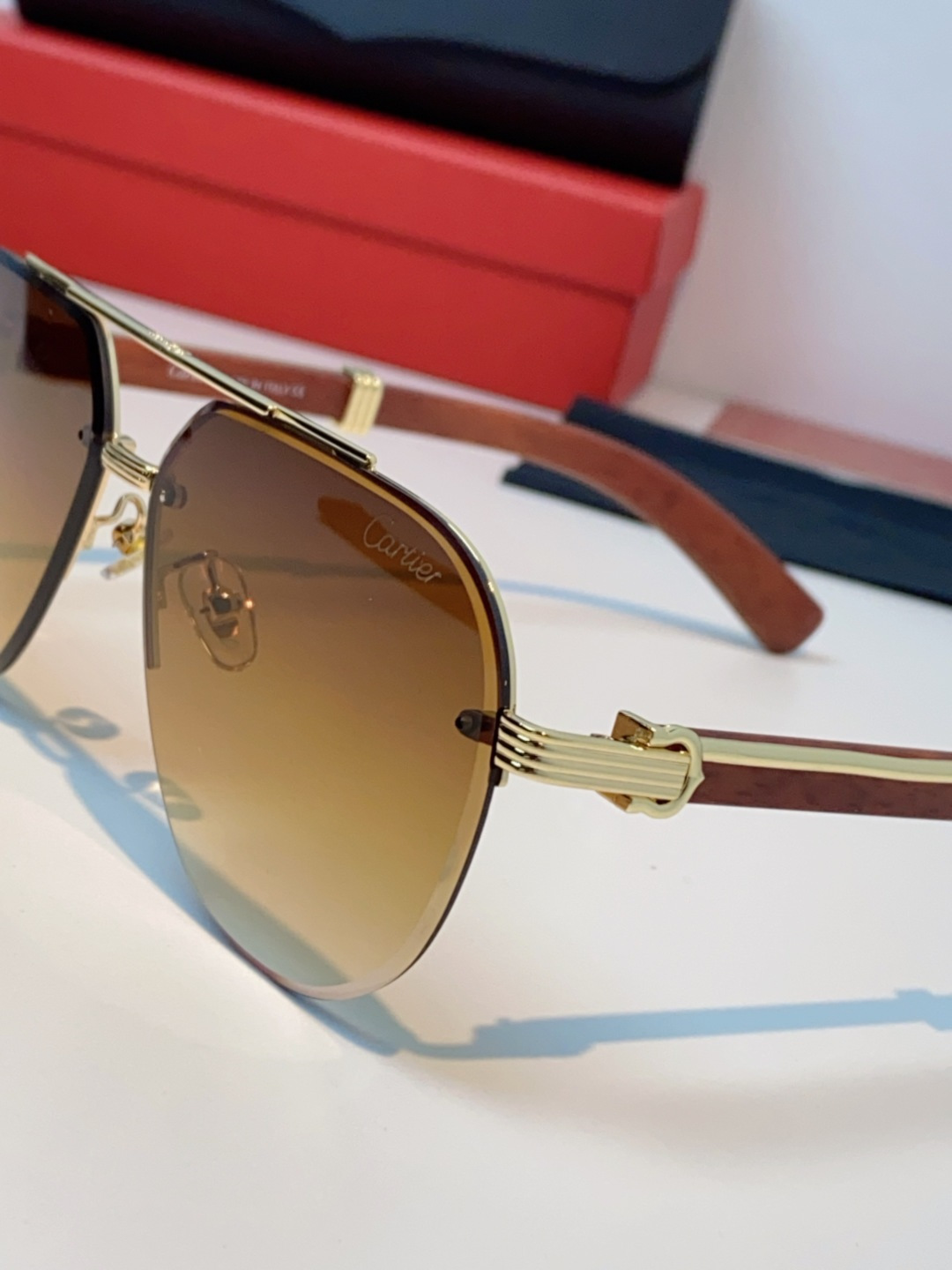 Cartier卡地亚 2025复古 双梁近视墨镜防紫外线大脸大框太阳镜开车 男士墨镜 茶色