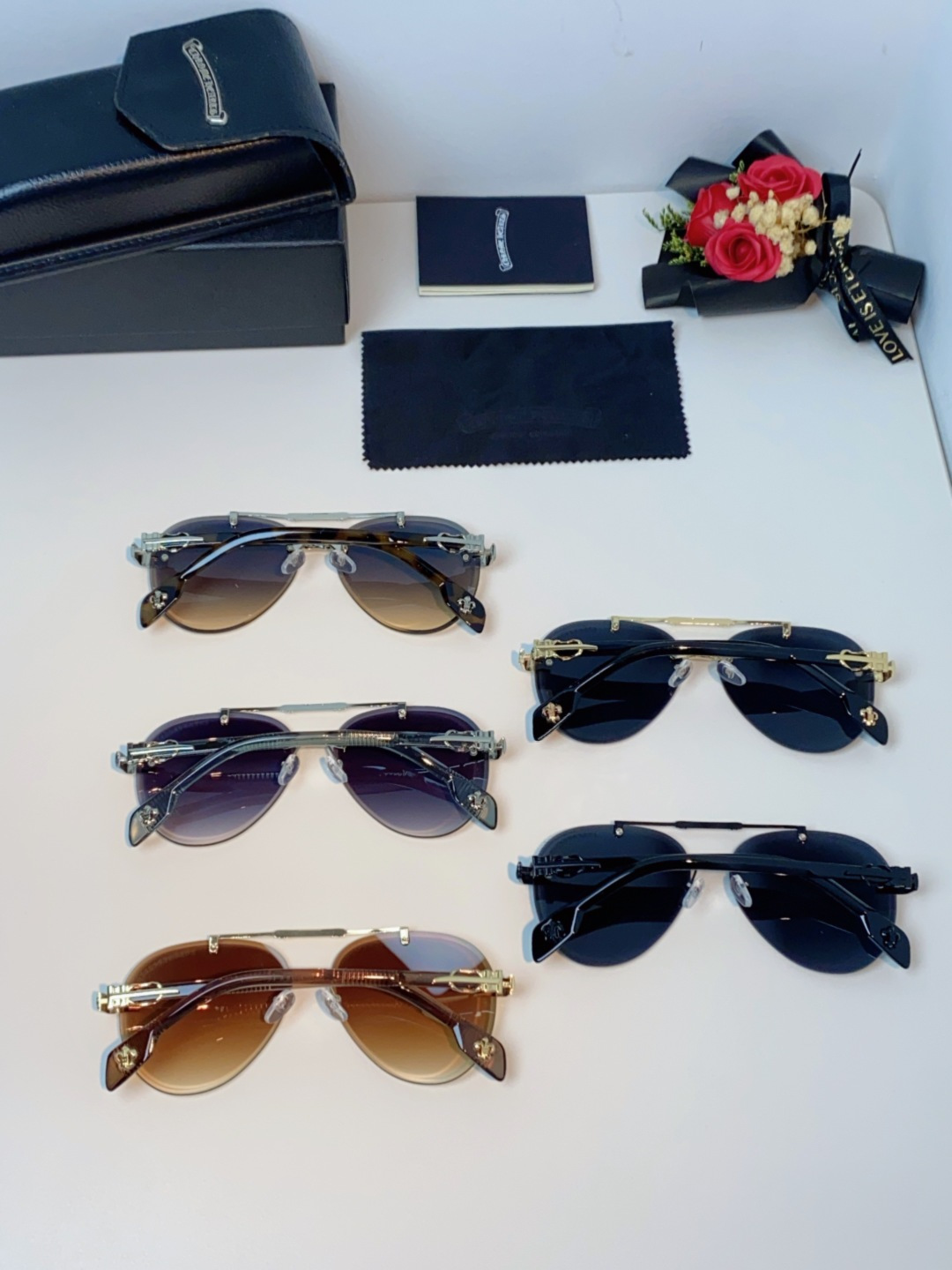 Chrome Hearts克罗心 2025新眼镜渐变偏光太阳镜男双梁飞行员大框时尚遮阳无框男士墨镜