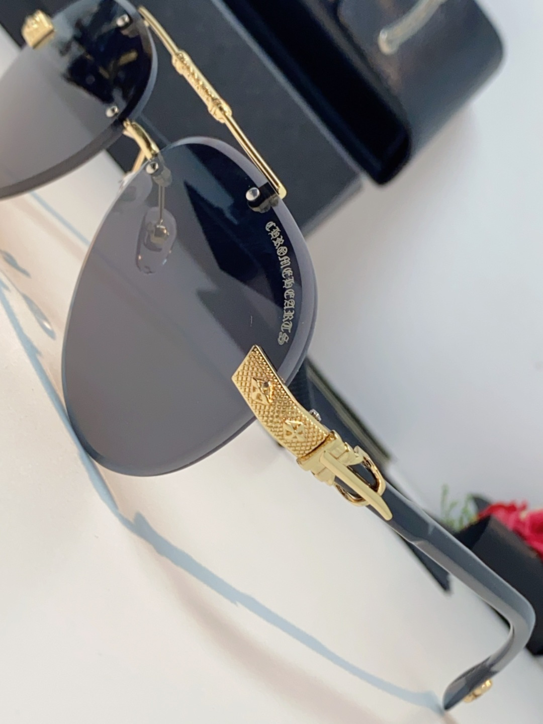 Chrome Hearts克罗心 2025新眼镜渐变偏光太阳镜男双梁飞行员大框时尚遮阳无框男士墨镜