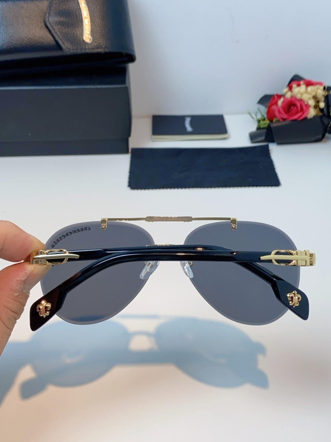 Chrome Hearts克罗心 2025新眼镜渐变偏光太阳镜男双梁飞行员大框时尚遮阳无框男士墨镜