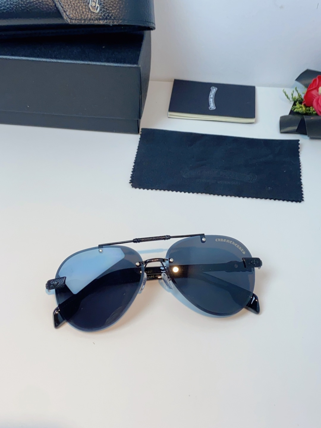 Chrome Hearts克罗心 2026新眼镜渐变偏光太阳镜男双梁飞行员大框时尚遮阳无框男士墨镜